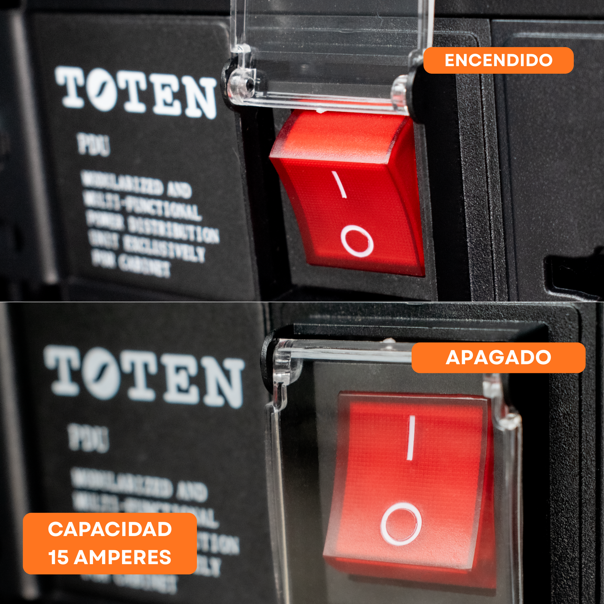 PDU Power Rack tomacorriente 8 tomas Nema 5-15R / Enchufe Nema 5-15P / Cable 3Mt x 16AWG