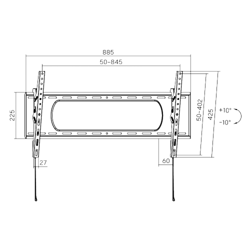 Rack Fijo con Inclinación para TV 43 a 90 Pulg / VESA Max 800x400mm / Carga 80 kg