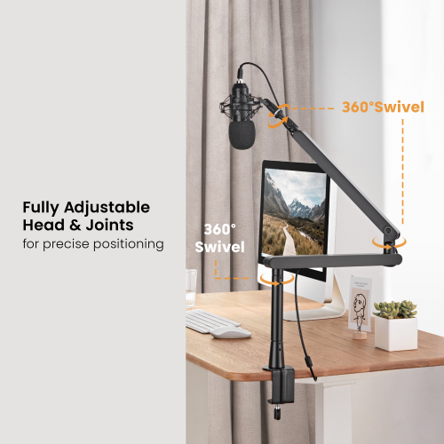 Rack Soporte Brazo de Aluminio para Micrófono de Estudio Profesional