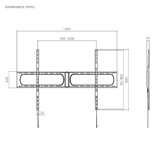 Rack Fijo para TV 37 a 140 Pulg / VESA Max 1200x800 / Carga 125 kg