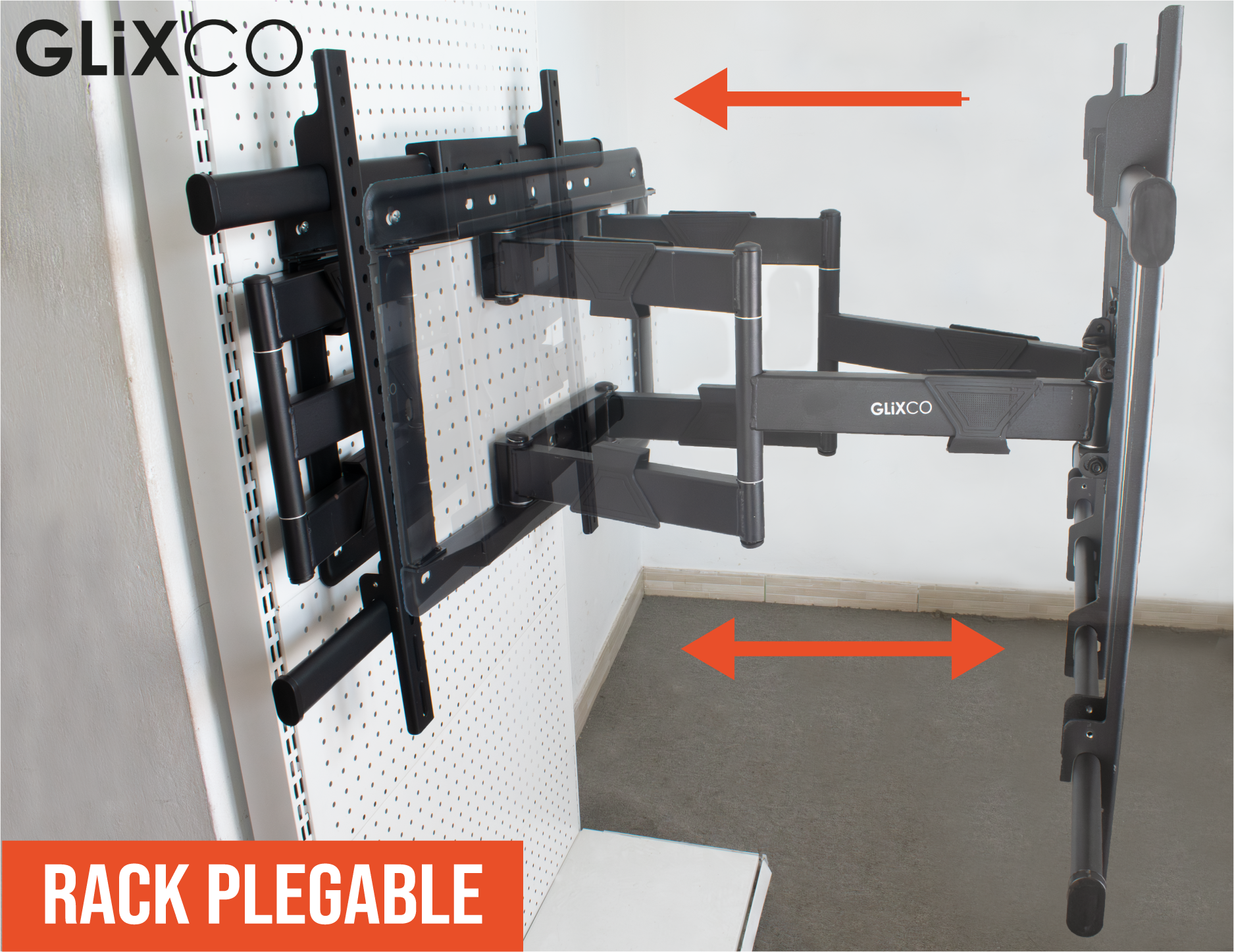 Rack Giratorio con Doble Brazo Articulado para TV 65 a 100 Pulg / VESA max 900x600mm / Carga 75 kg