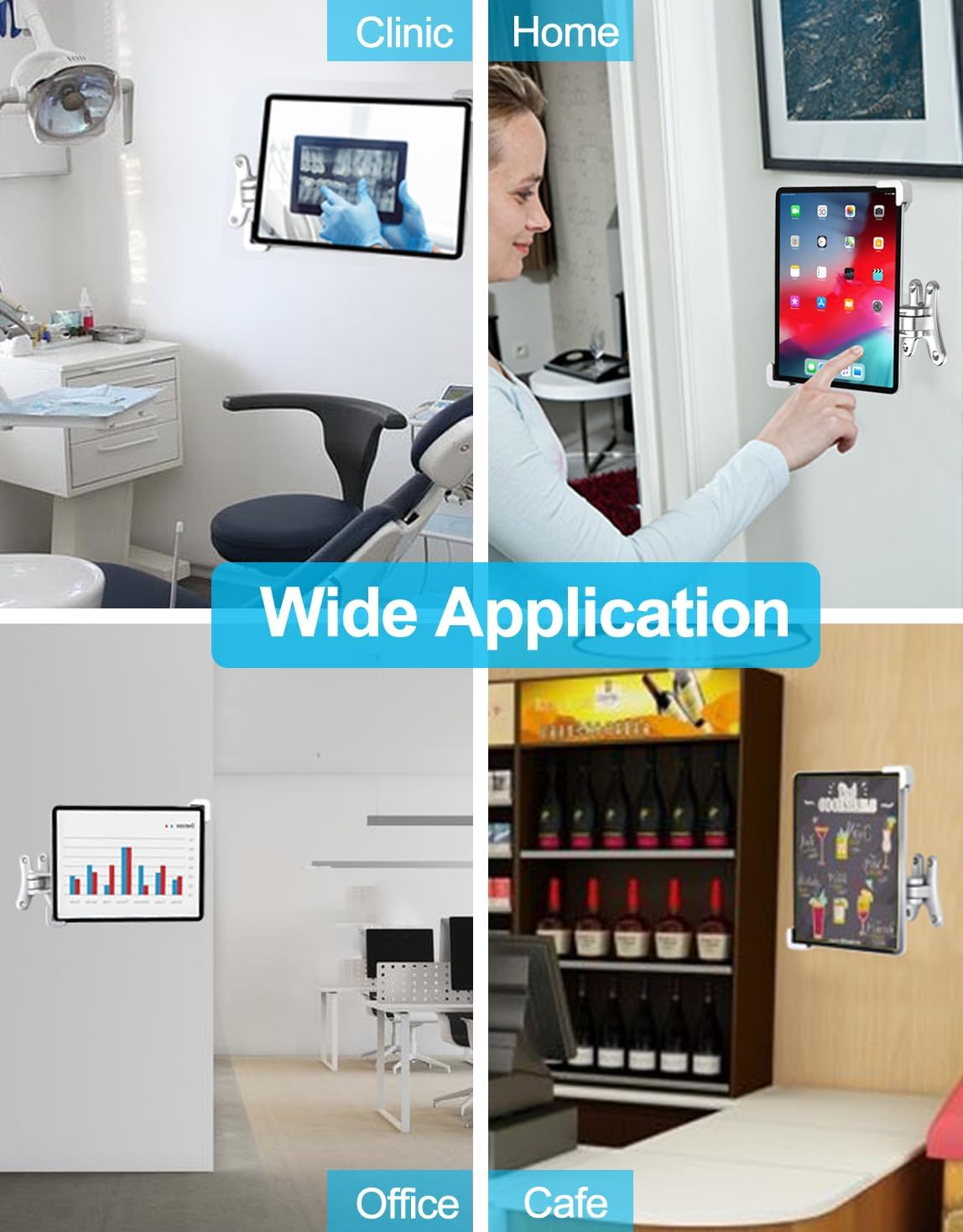 Soporte Tablet Pared Antirrobo, Soporte Tableta de Brazo Articulado Resistente con Candado de Seguridad, para iPad Pro Air Mini, Galaxy, Surface, Tabletas 7-11"