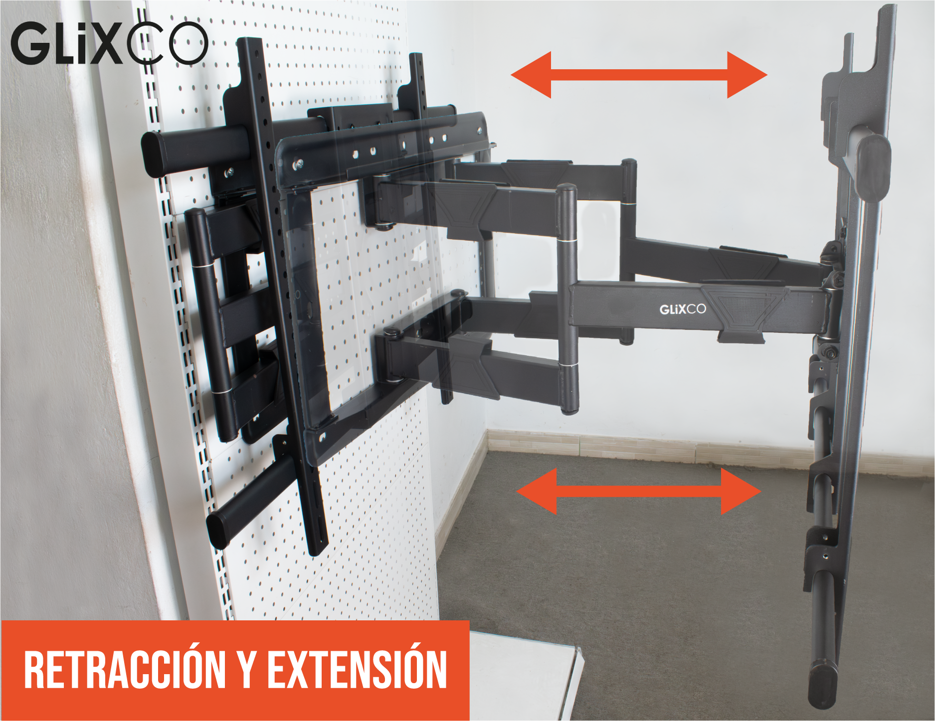 Rack Giratorio con Doble Brazo Articulado para TV 65 a 100 Pulg / VESA max 900x600mm / Carga 75 kg