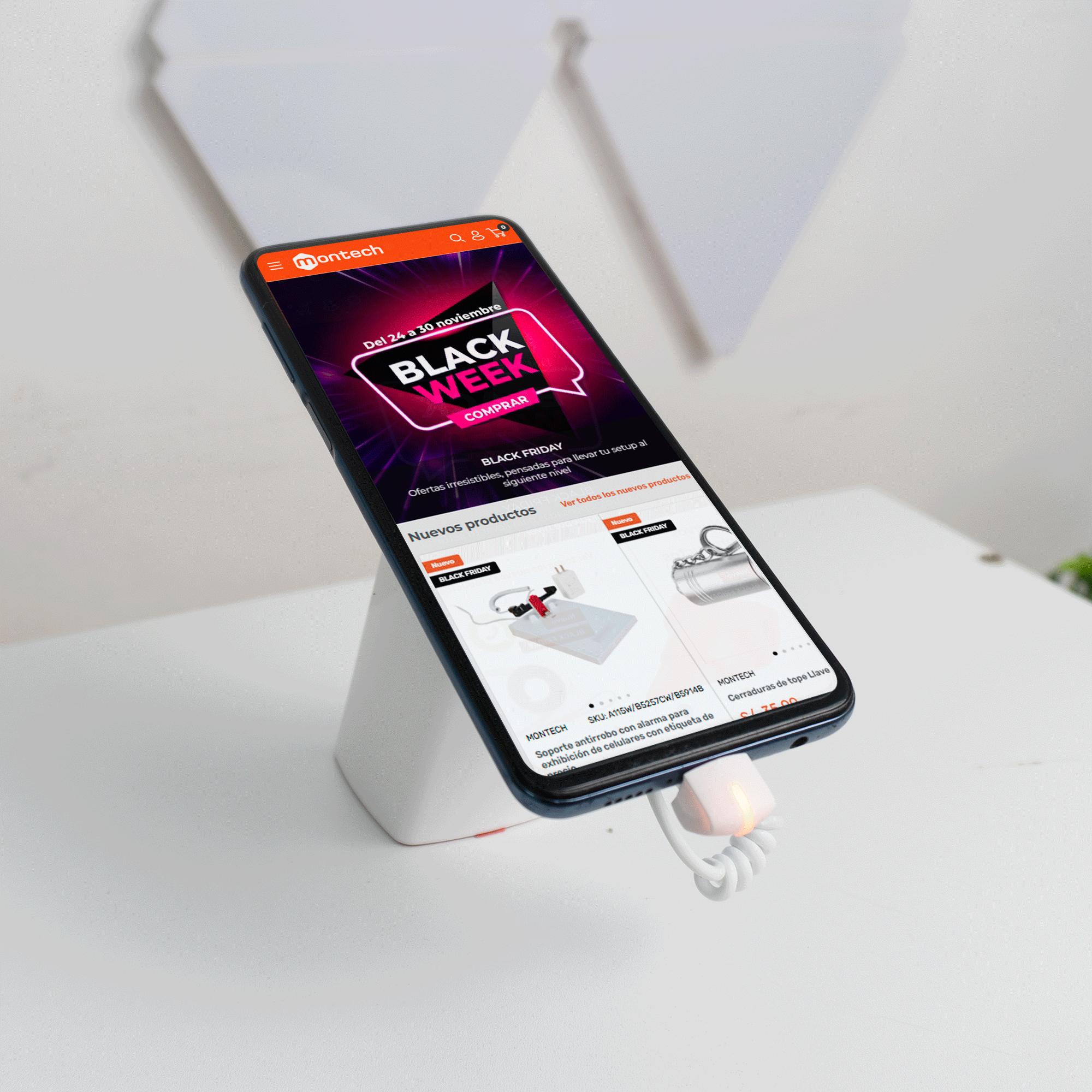 Soporte Antirrobo para Celular con Alarma de Seguridad Inalámbrico