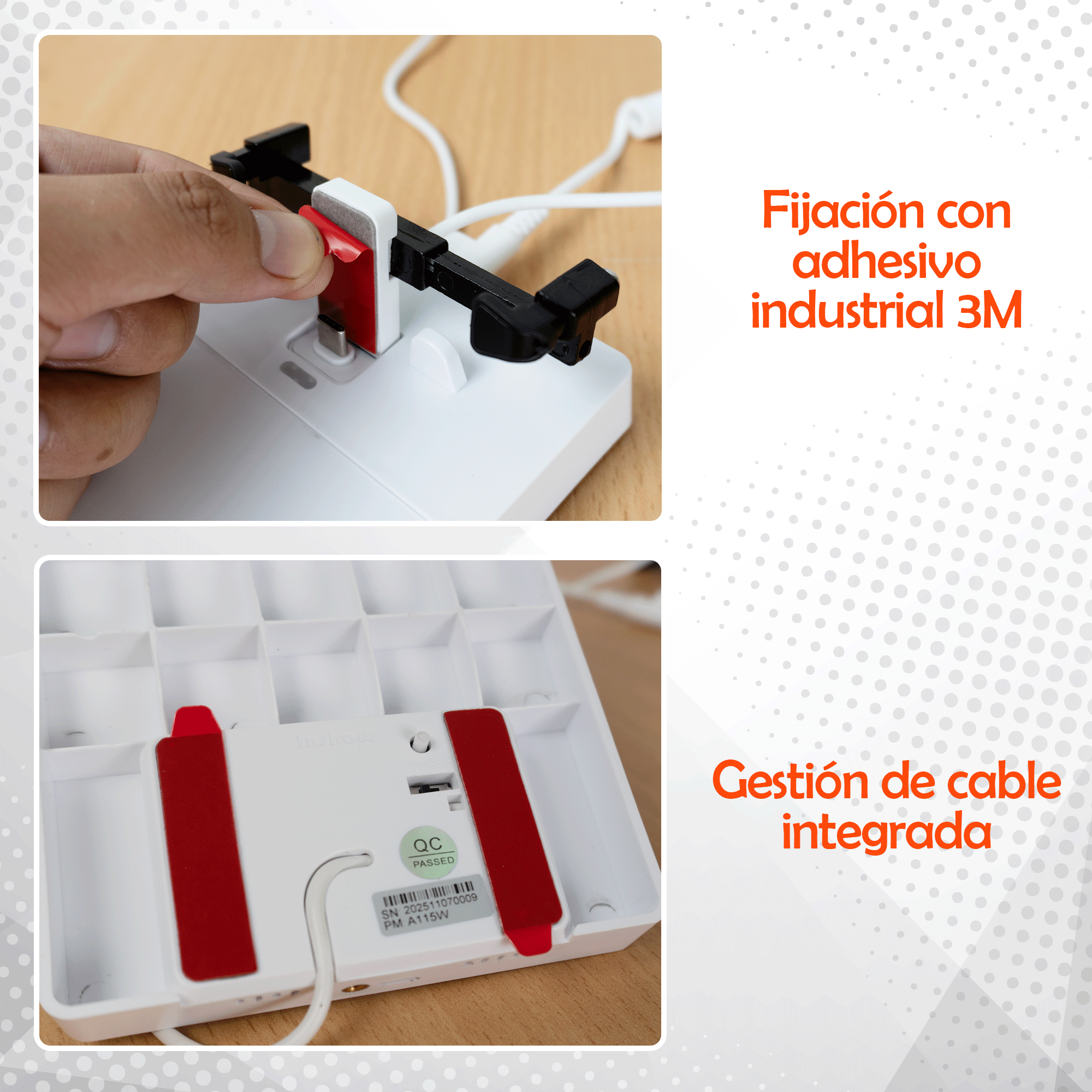 Soporte antirrobo con alarma para exhibición de celulares con etiqueta de precio