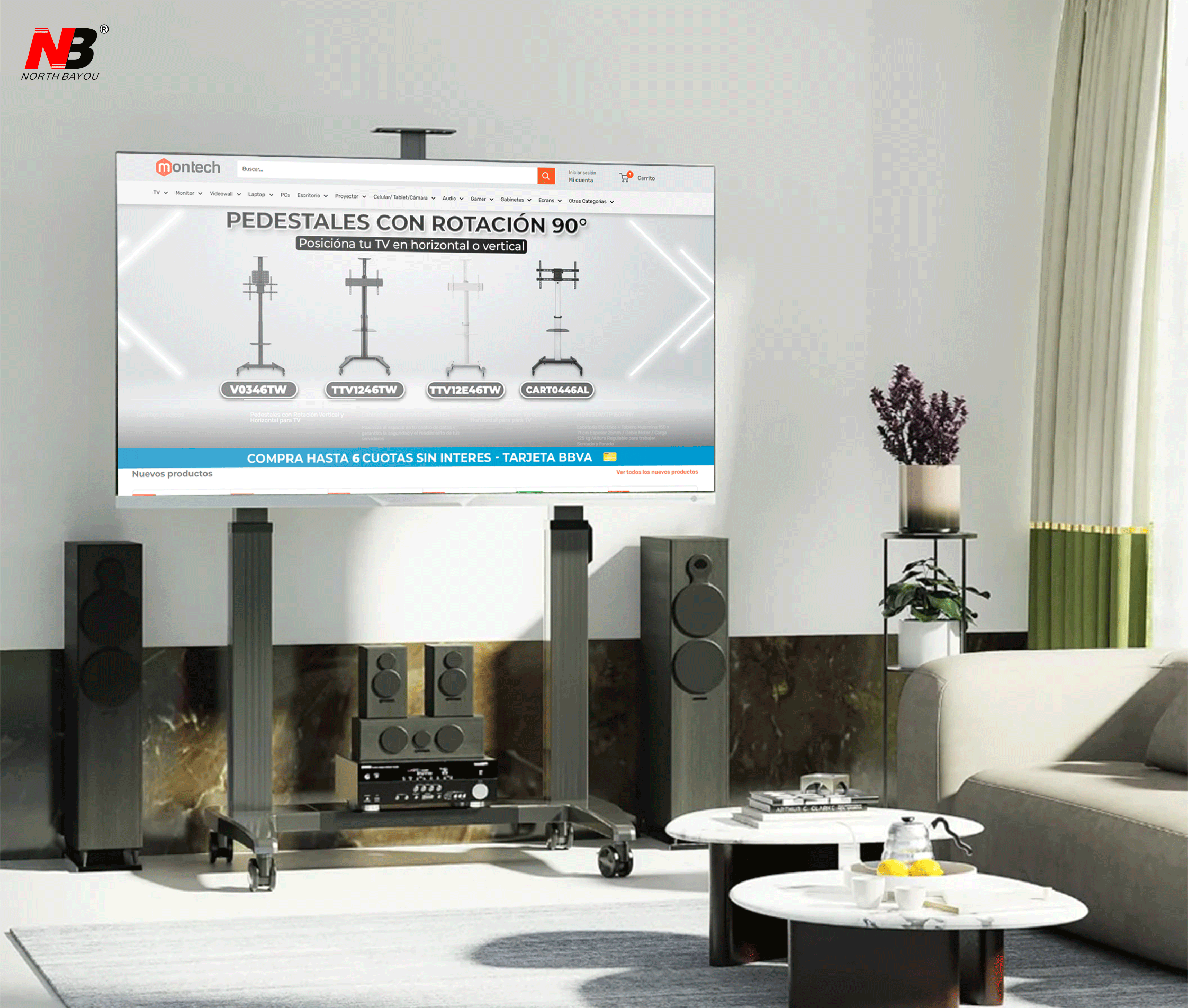 Pedestal de TV motorizado de alta resistencia de 75 a 120 Pulg, carro móvil con elevador automático, VESA 200x200-1000x600mm, Carga 136 kg,