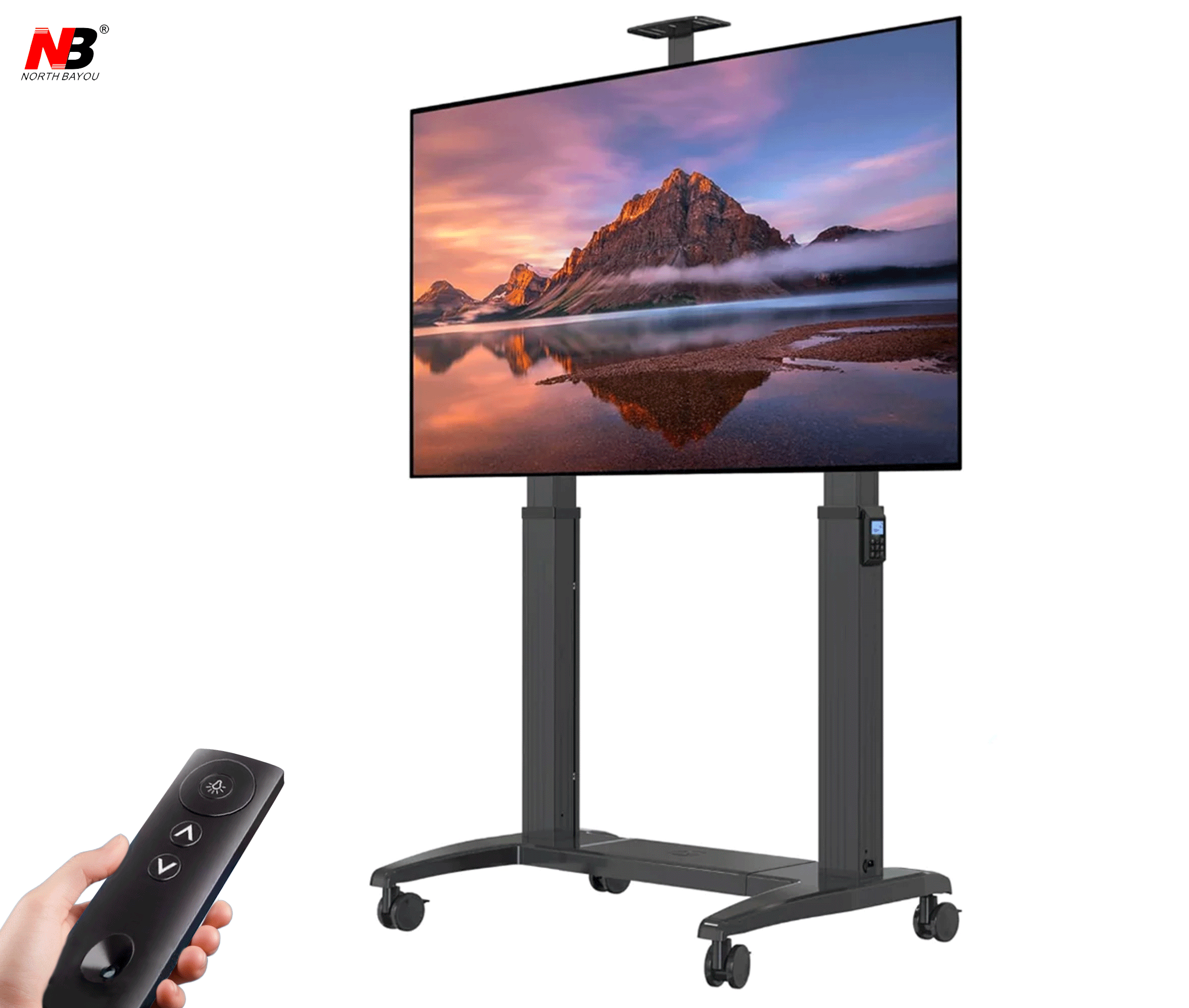 Pedestal de TV motorizado de alta resistencia de 75 a 120 Pulg, carro móvil con elevador automático, VESA 200x200-1000x600mm, Carga 136 kg,