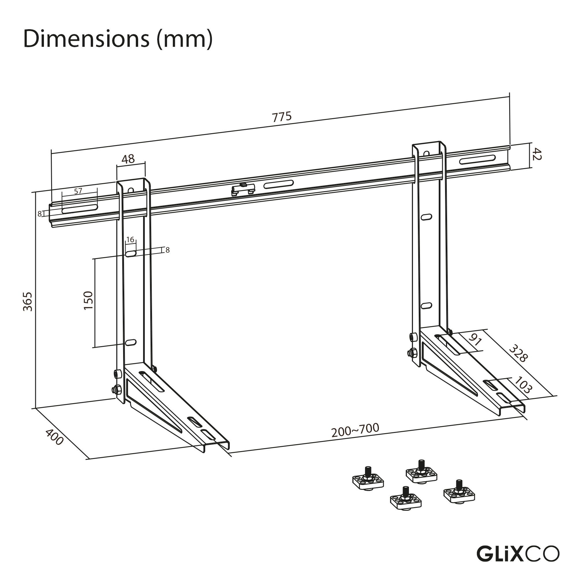 Soporte Pared para Condensador 12k / 18k / 24k BTU / Aire Acondicionado