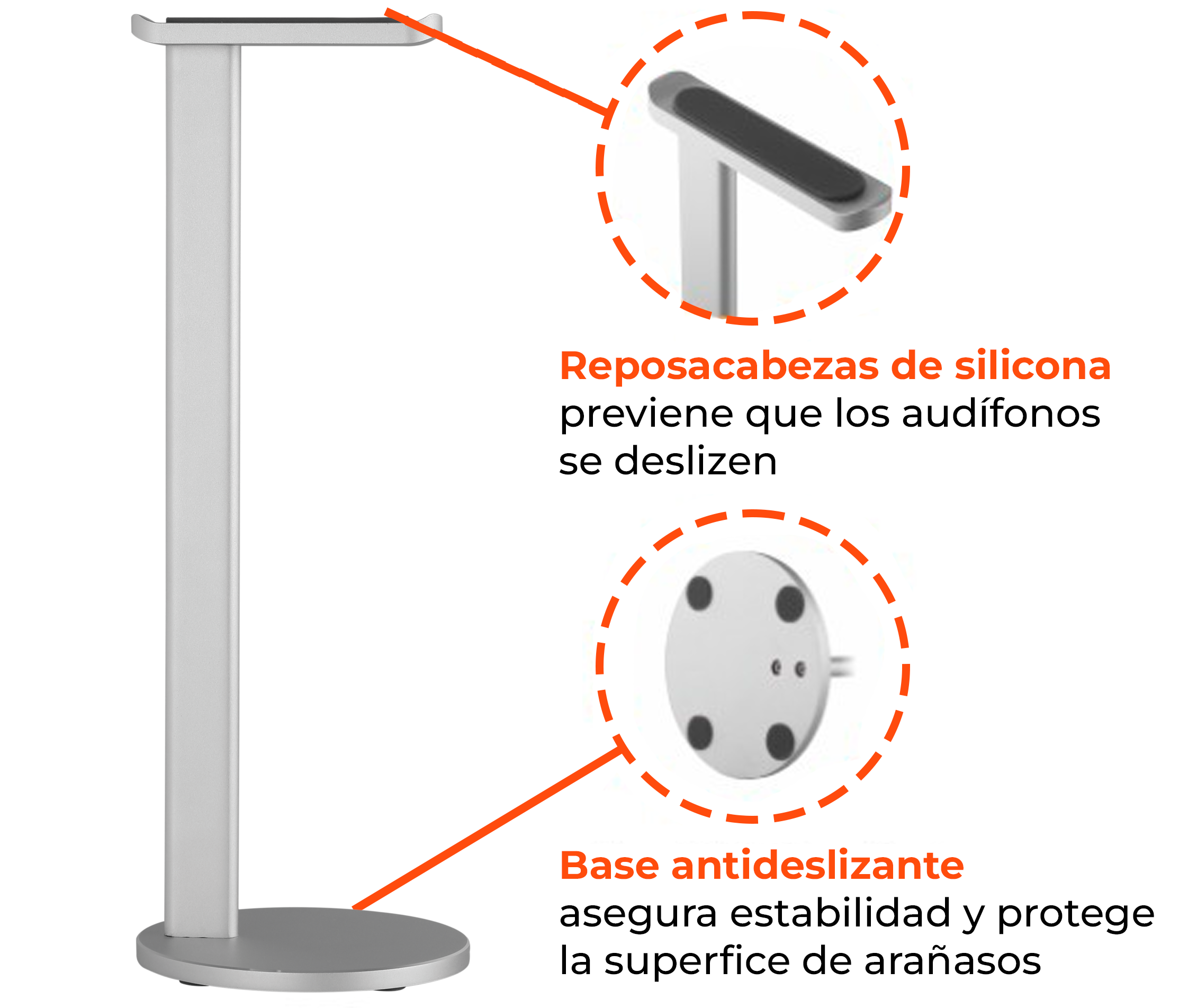 Soporte con base para Audífono - Aluminio