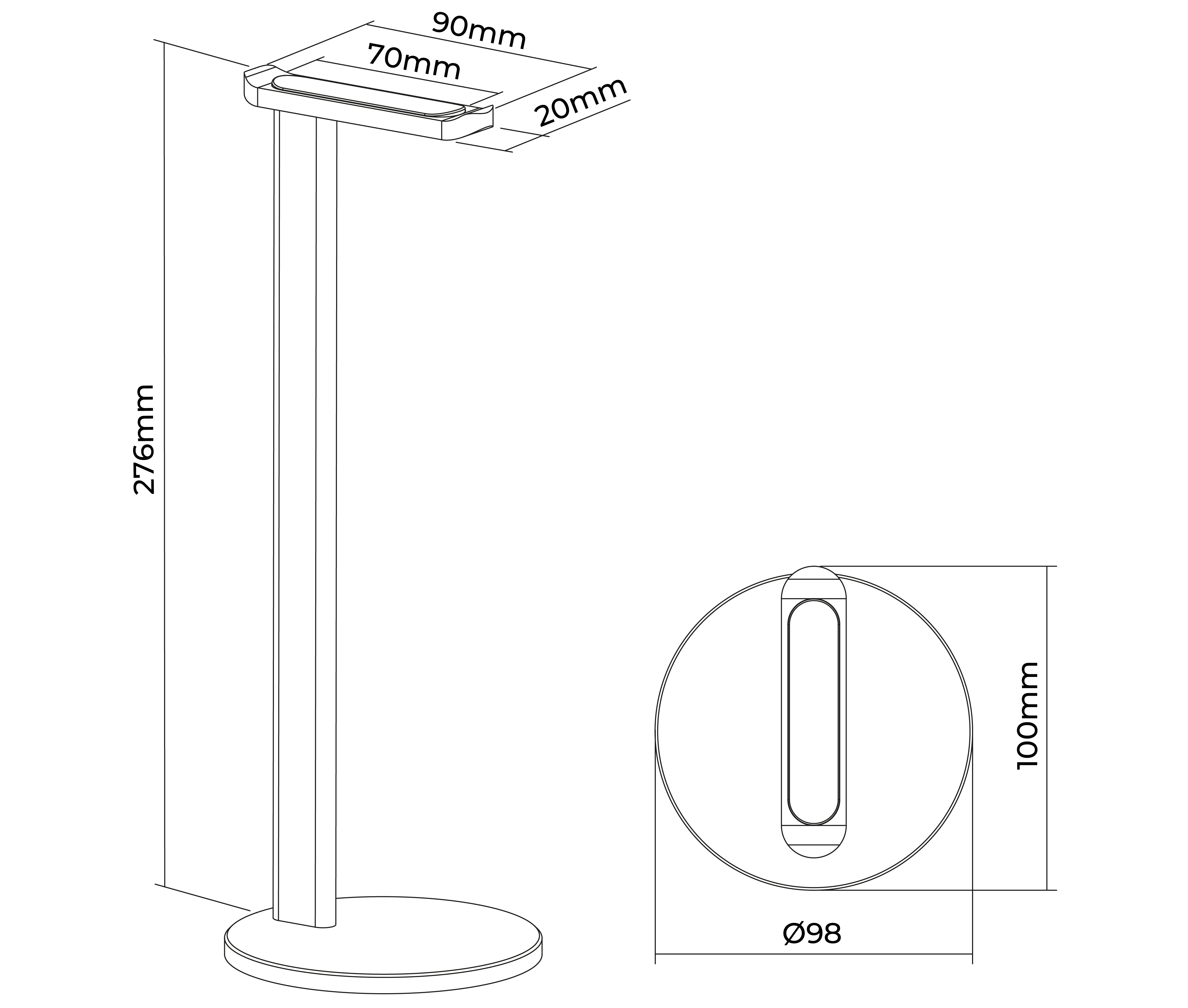 Soporte con base para Audífono - Aluminio
