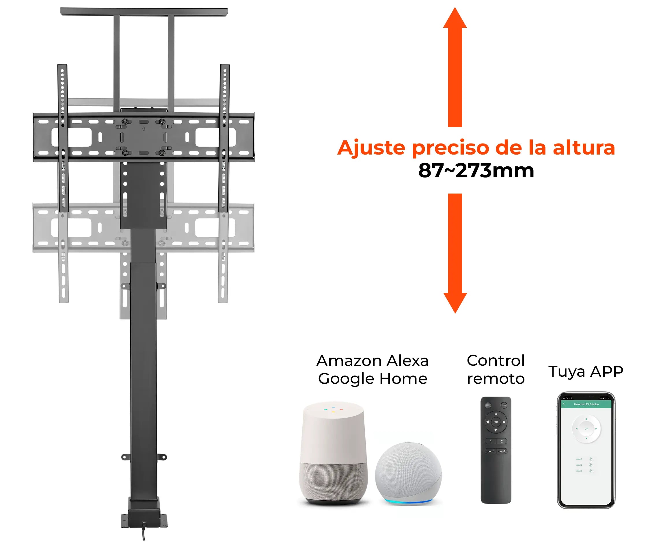 Soporte Electrico Elevación Motorizado para TV 37 a 75 Pulg / VESA Max 600x400mm / Carga 60 kg