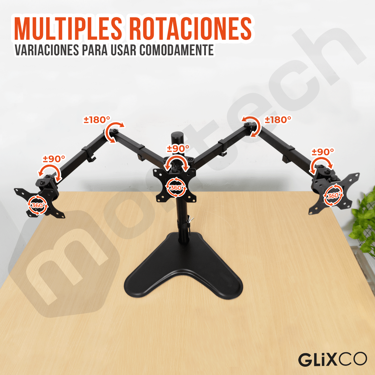 Rack Soporte Triple con Base de Escritorio para 3 Monitores 13 a 27 Pulg