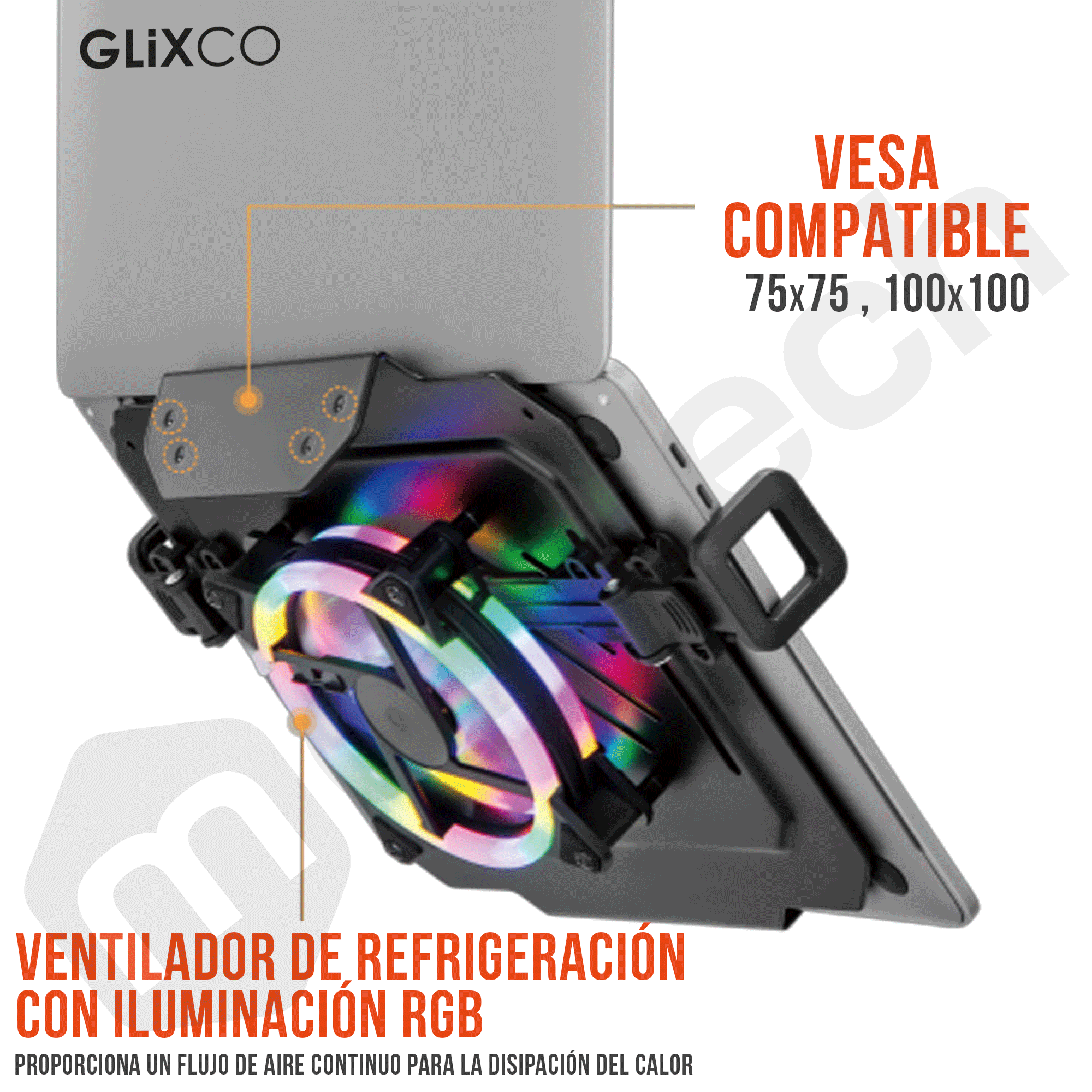 Soporte para Laptop 12-17 Pulg con Ventilador de Refrigeración con Iluminación RGB