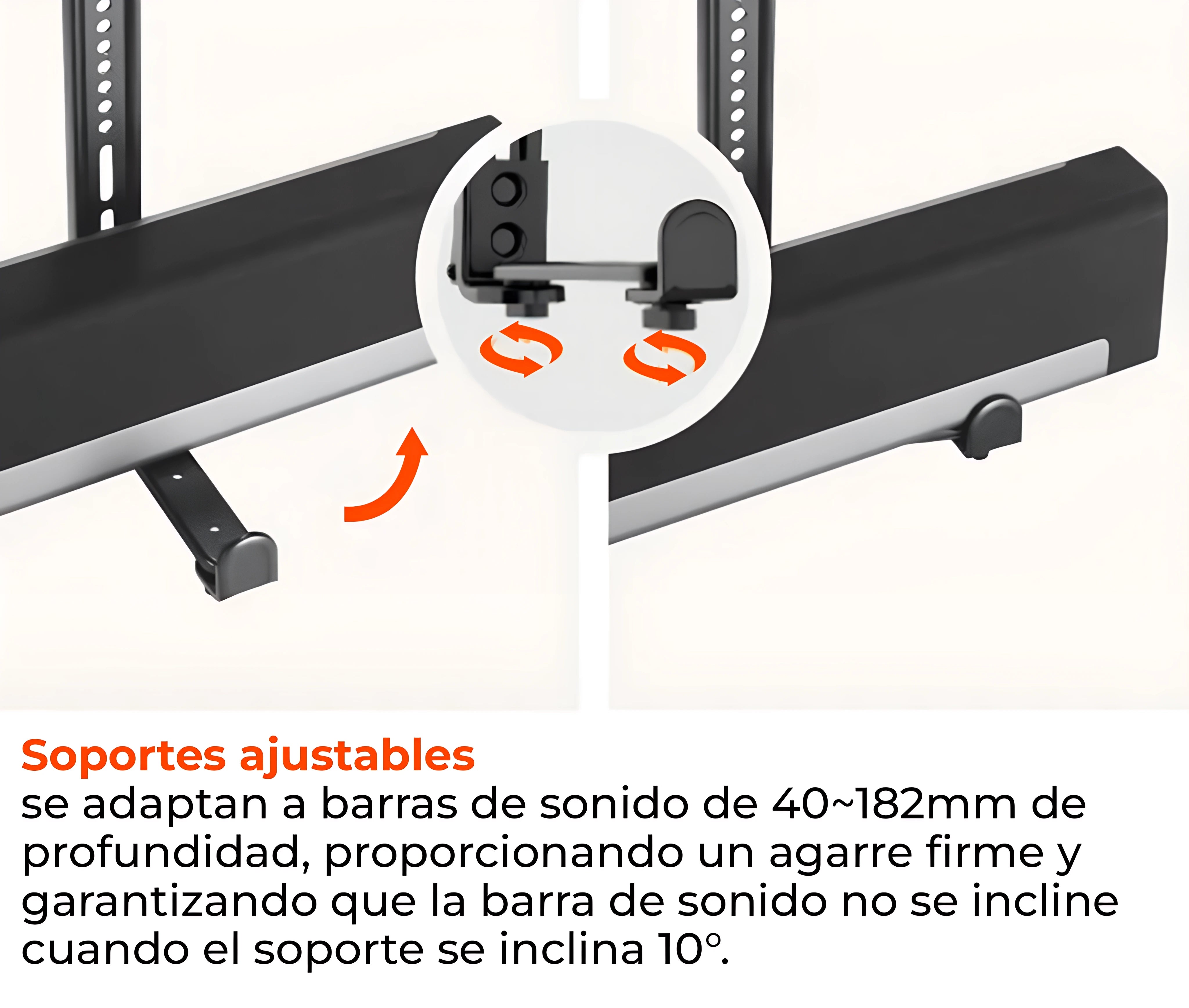 Soporte para Barra de Sonido Montaje Debajo o Encima de TV con Base Antideslizante