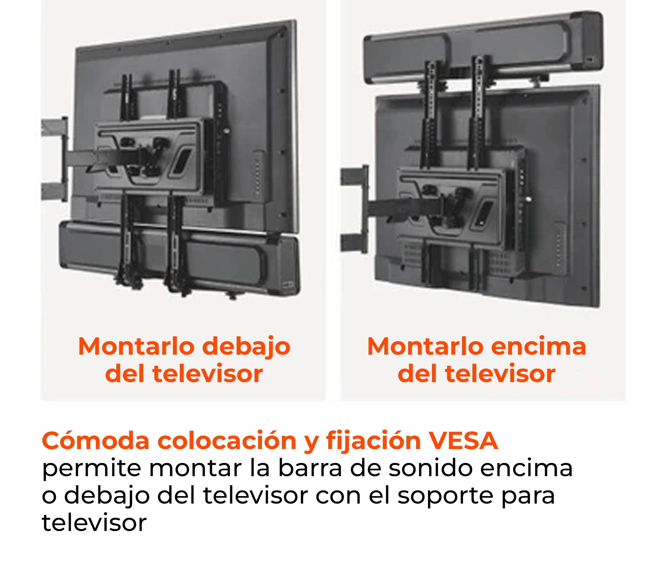 Soporte para Barra de Sonido Montaje Debajo o Encima de TV con Base Antideslizante