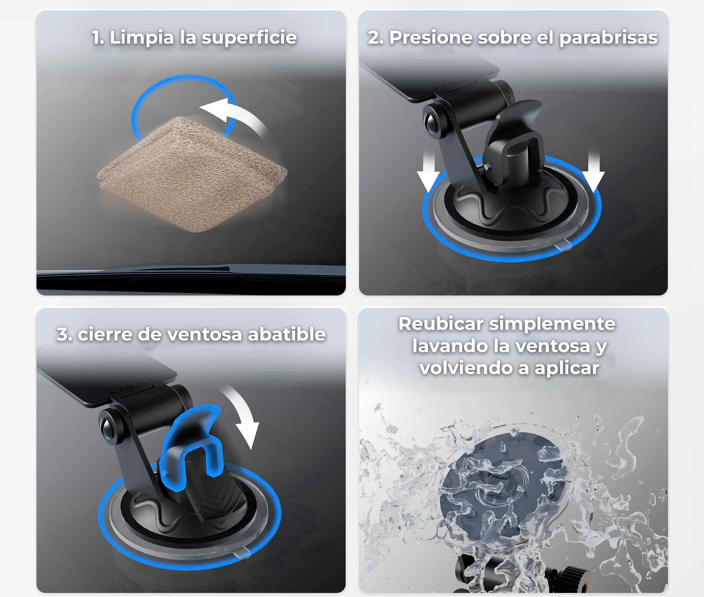 Soporte de succión Montaje en parabrisas para EZ Pass Toll Transpondedores Bluetooth GPS receptores y detectores de radar