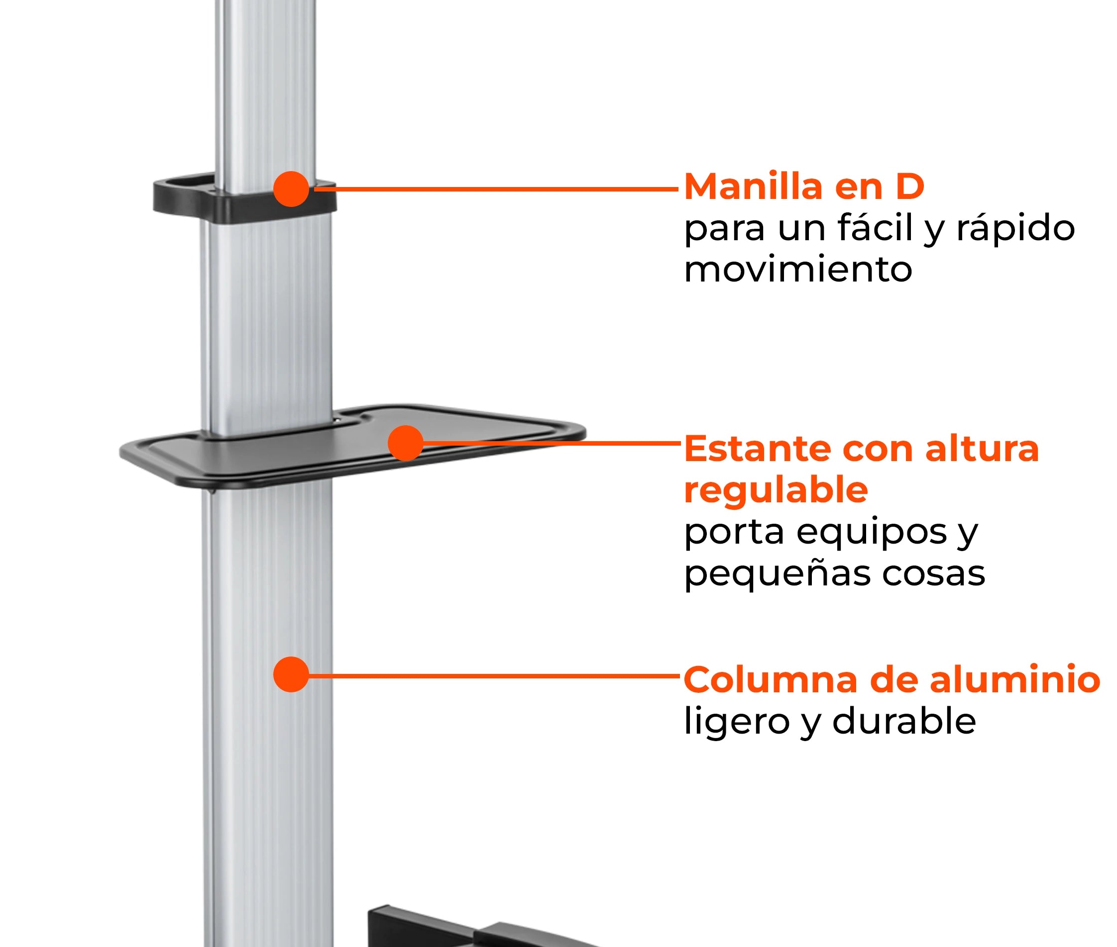 Pedestal con Rotación Vertical y Horizontal para TV 37-70 Pulg / Rotación 90° / VESA Max 600x400mm / Carga 50 kg