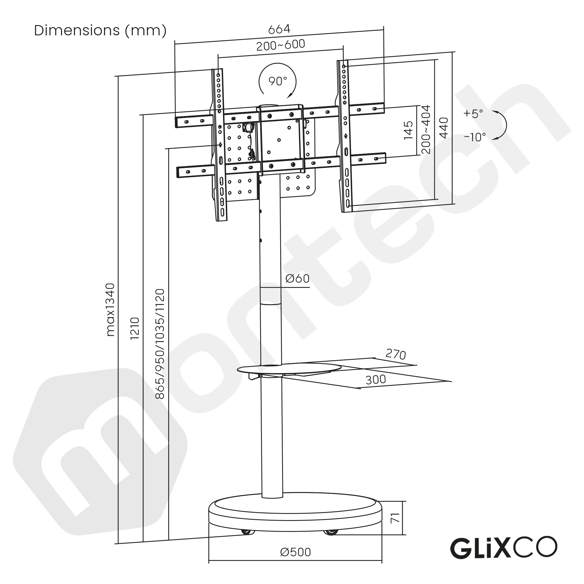Pedestal con Ruedas blanco para TV de 37-70 Pulg