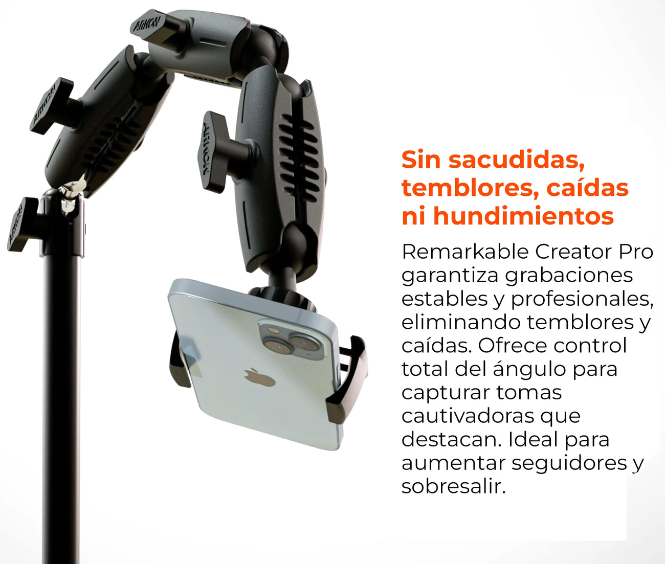 Soporte de Escritorio con Base para Celular / Camaras digitales - Ideal para transmisión en vivo, videos tutoriales