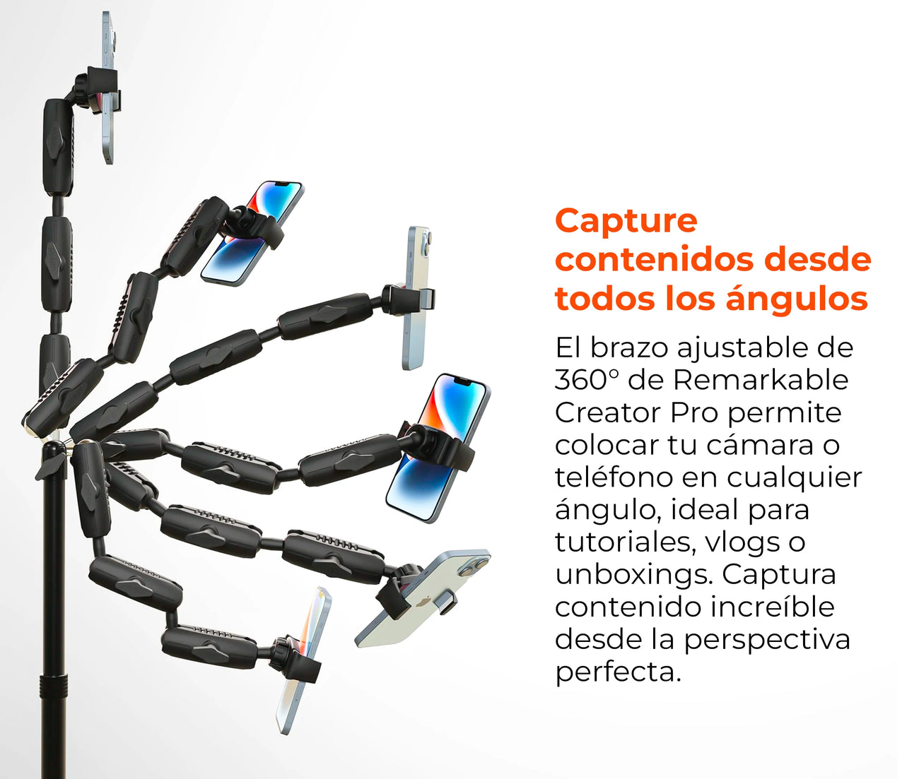 Soporte de Escritorio con Base para Celular / Camaras digitales - Ideal para transmisión en vivo, videos tutoriales