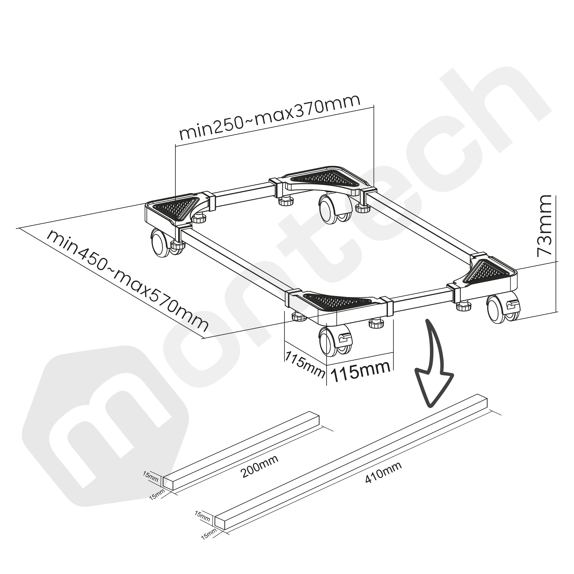 Soporte Base Regulable con ruedas para CPU PC Gamer / Servidores / UPS