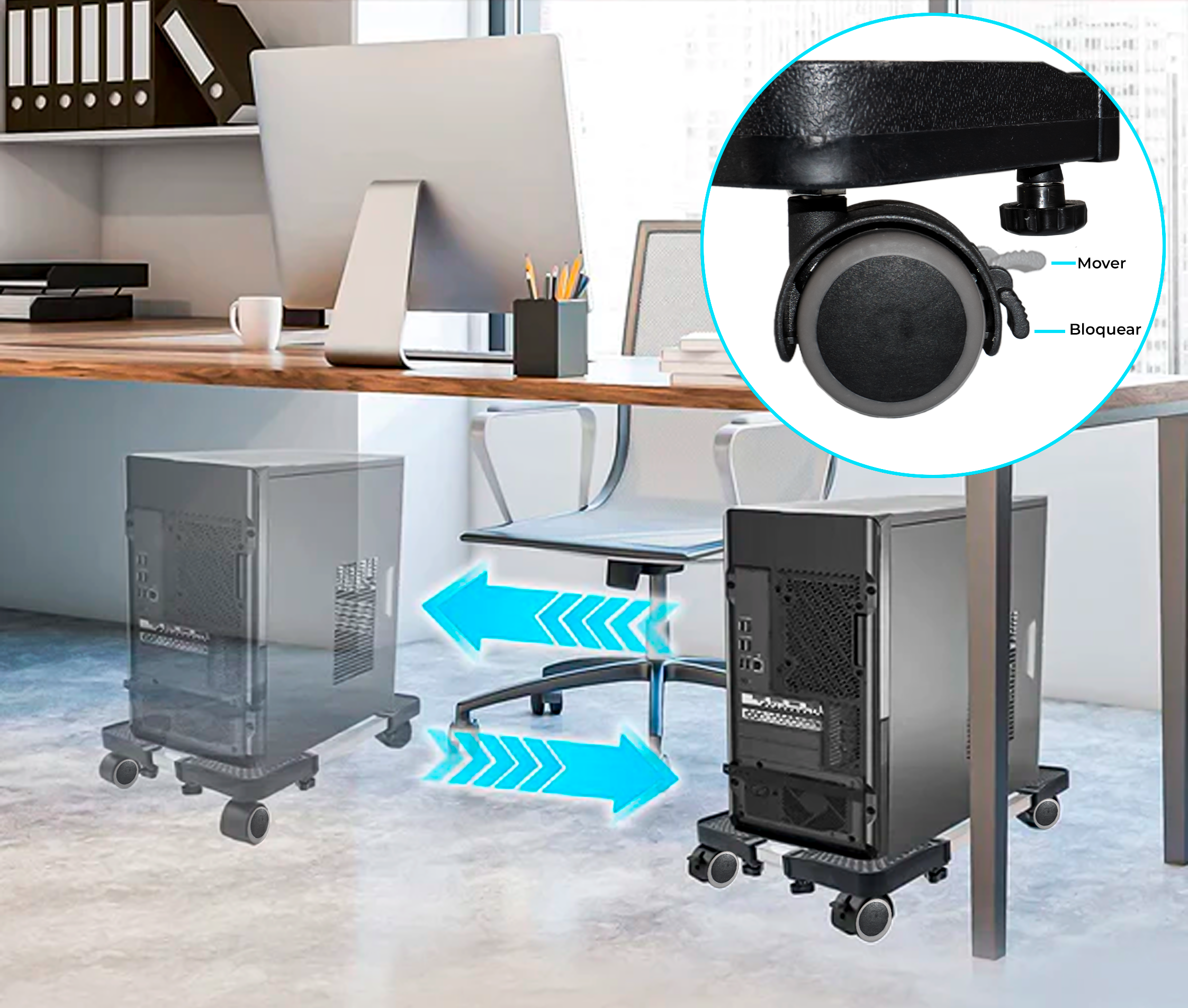 Soporte Base Regulable con ruedas para CPU PC Gamer / Servidores / UPS