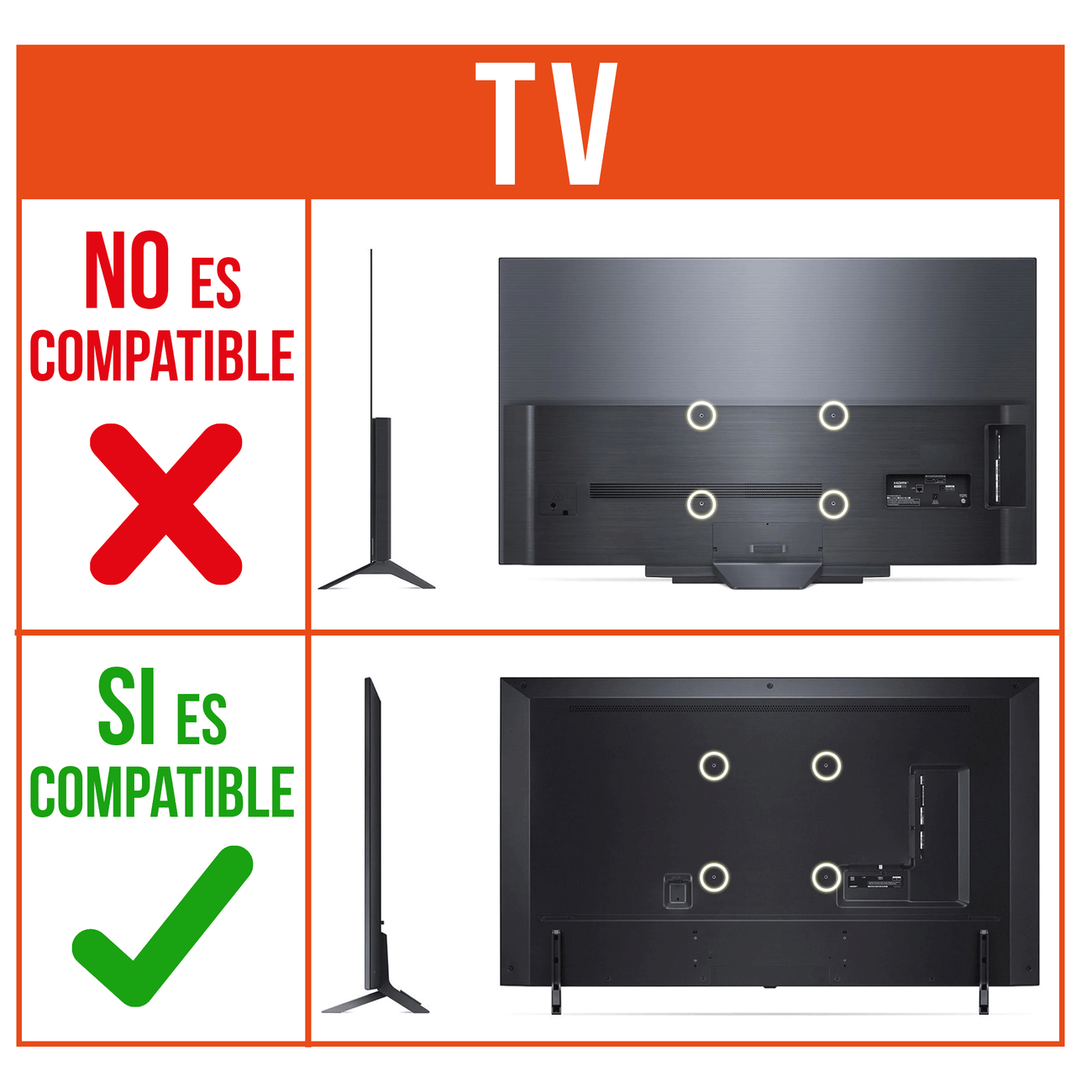 Rack Fijo con Rotacion Vertical y Horizontal para TV 37 a 75 Pulg / Rotación 90° / VESA Max 600x400mm / Carga 50 kg