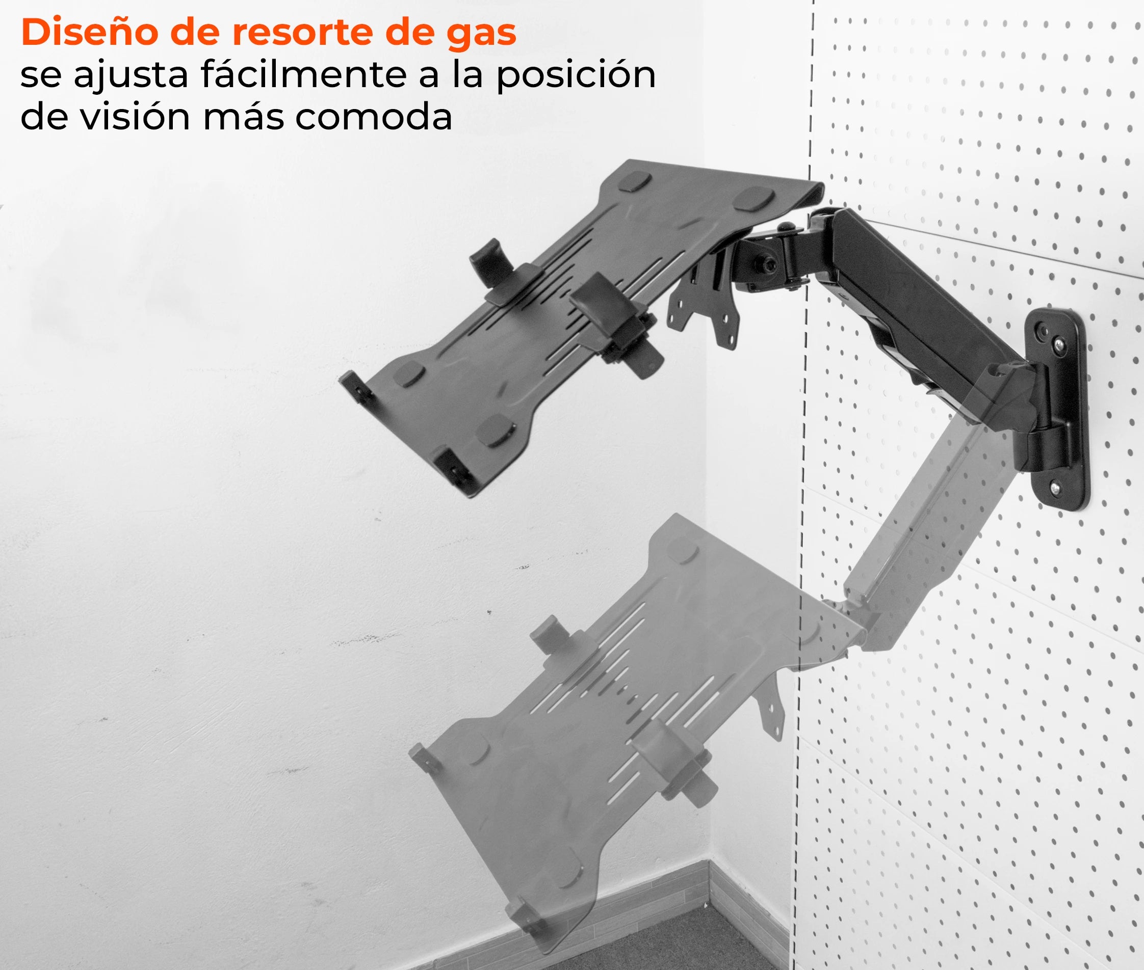Rack Soporte con Gas Spring de Pared para Laptop 10 a 15.6 Pulg