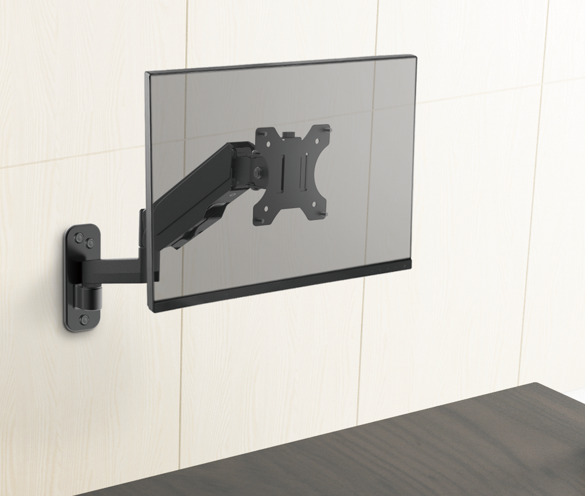 Rack Soporte con Gas Spring de Pared para Monitor 17 a 32 Pulg