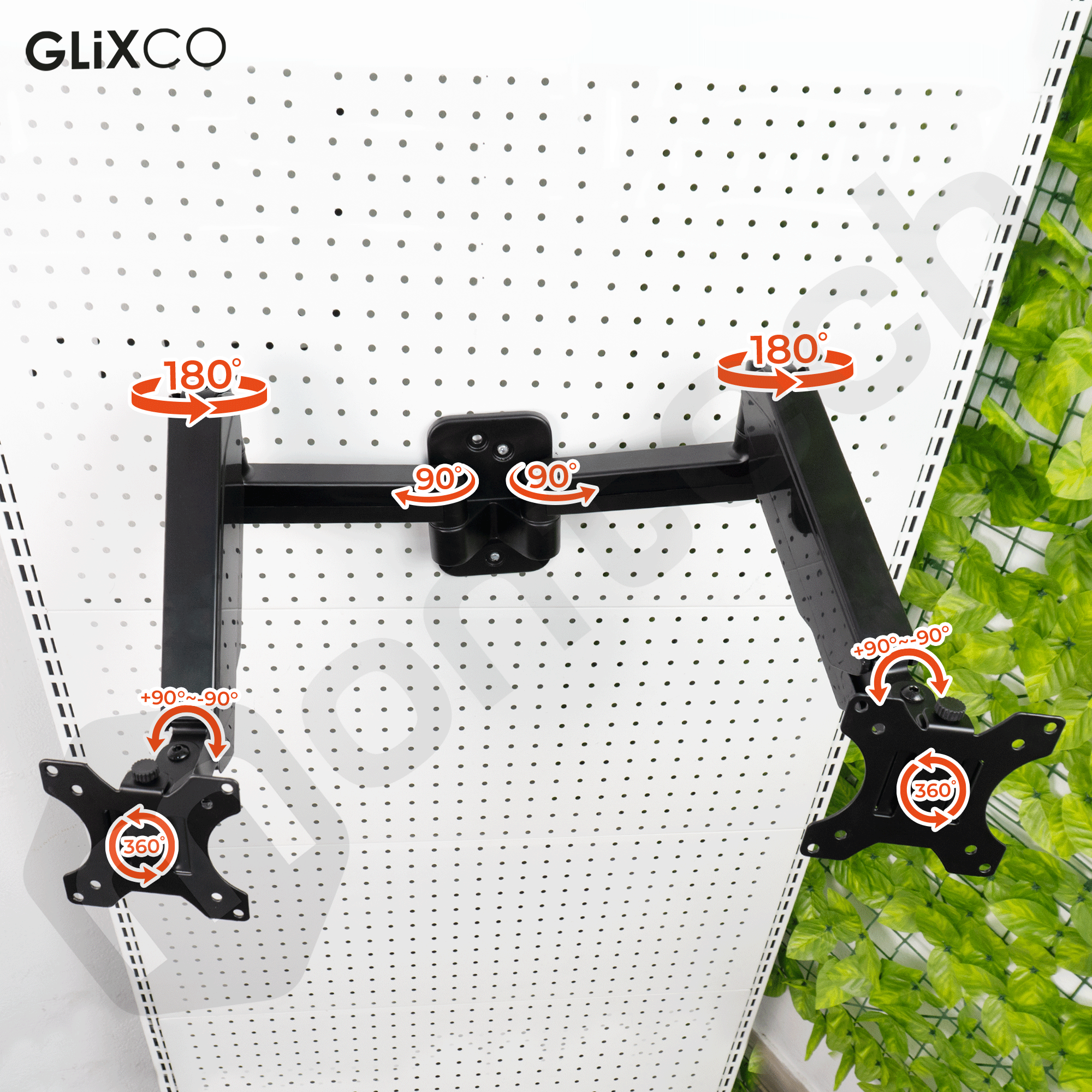 Rack Soporte Doble Brazo de Pared con Gas Spring para 2 Monitores 17 a 32 Pulg