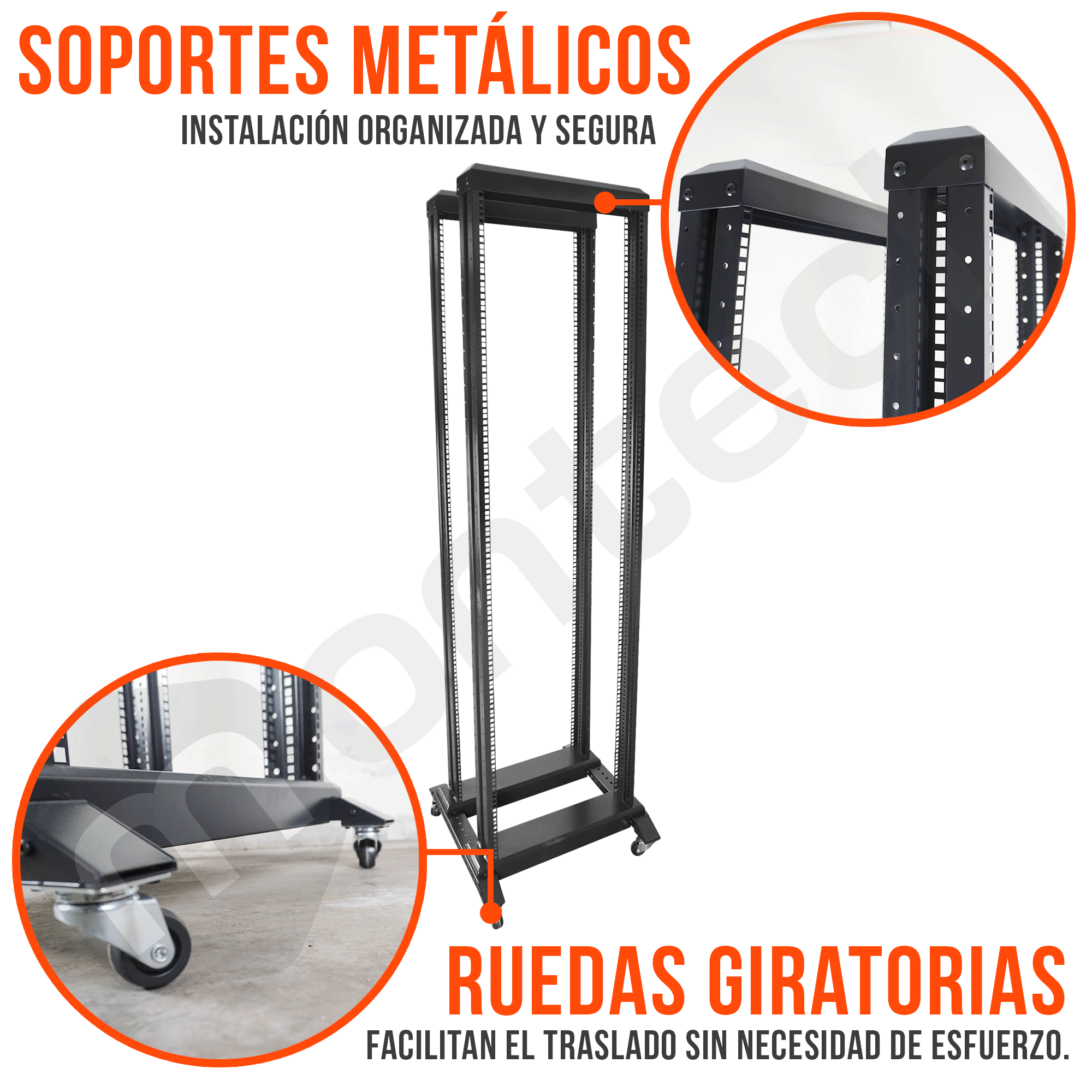 Rack para Piso 4 parantes / 42RU / 60x60x206 cm (Largo, ancho y alto)