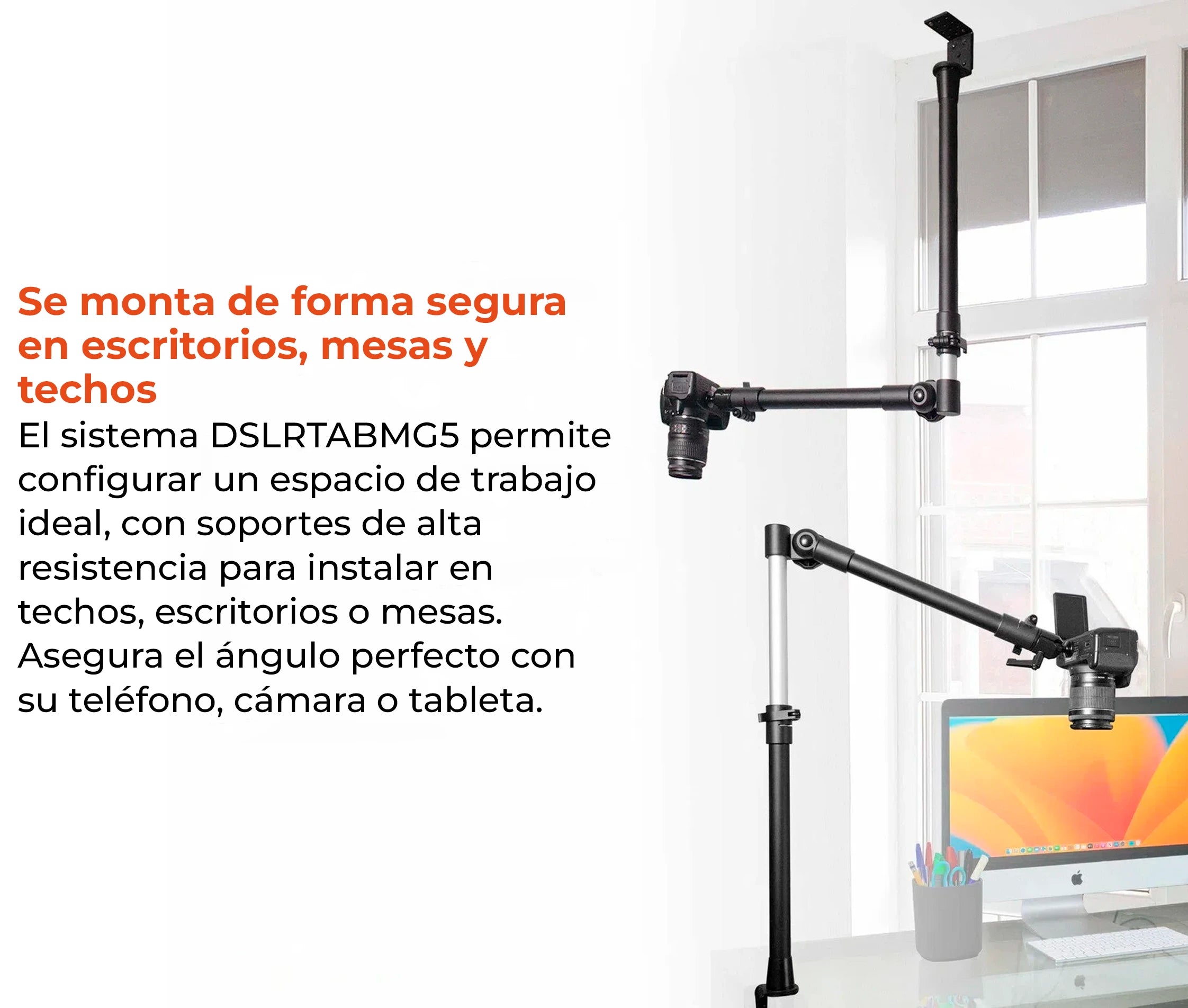 Soporte Brazo con abrazadera para Cámara DSLR, tablet o teléfono