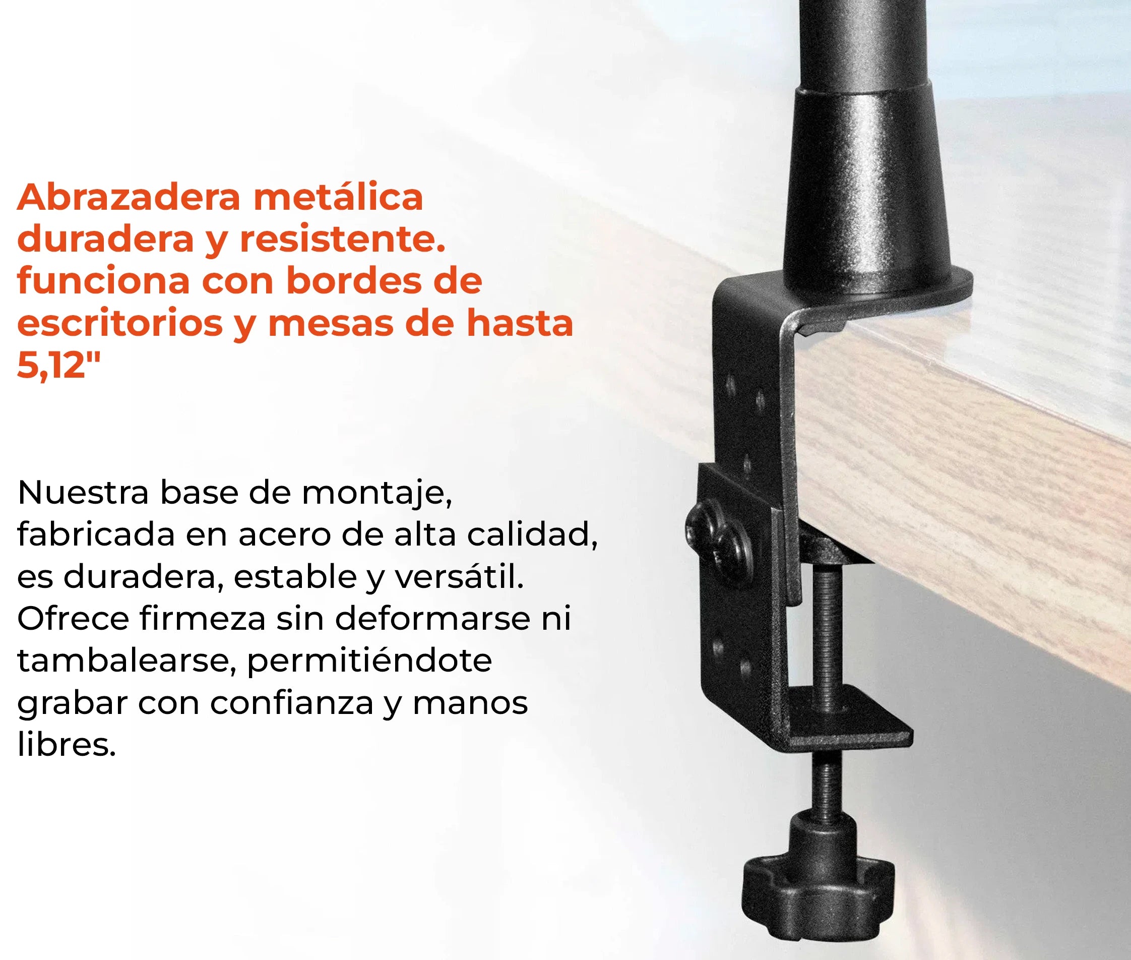 Soporte Brazo con abrazadera para Cámara DSLR, tablet o teléfono