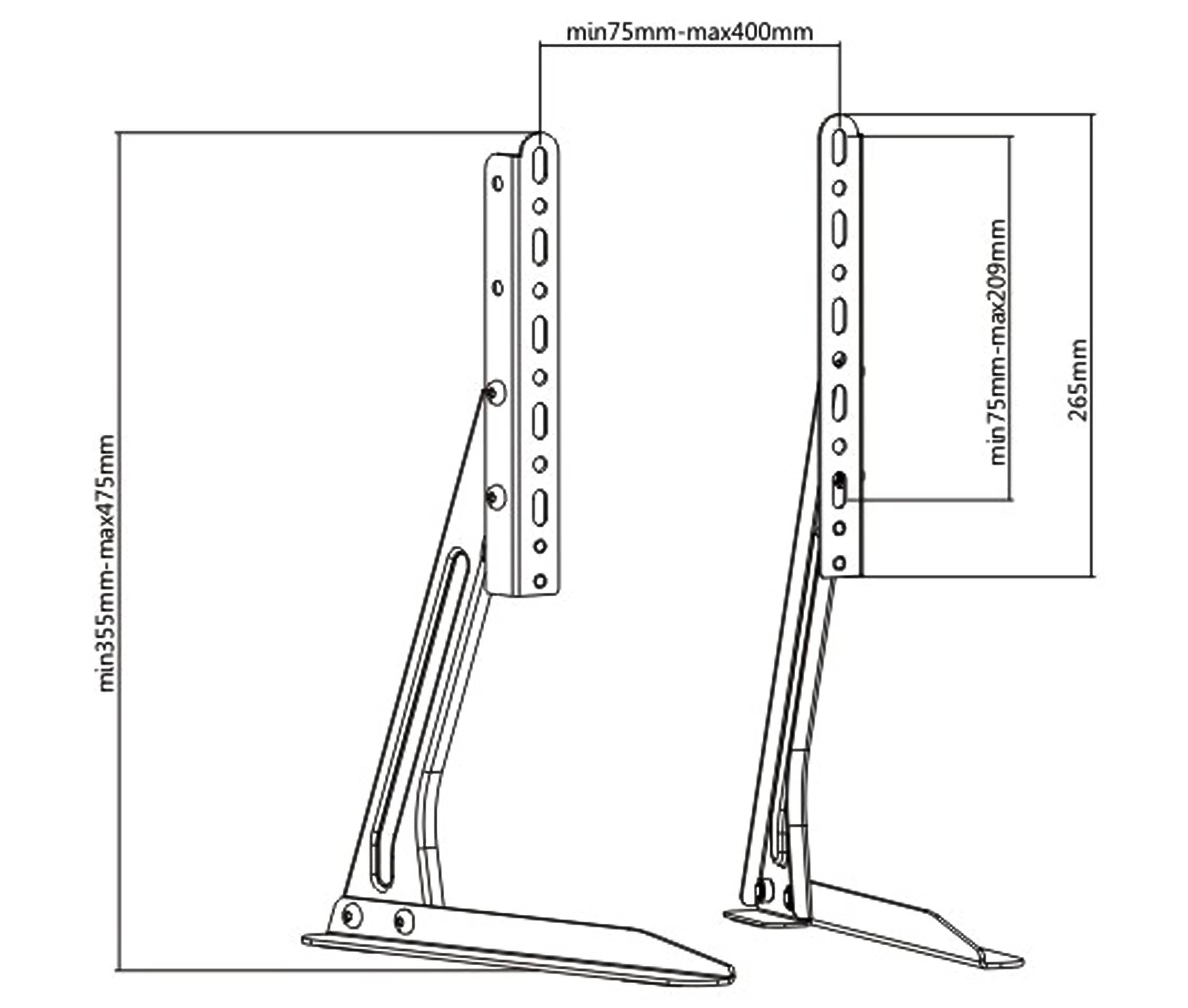 Soporte Base Pata para TV 32 a 65 Pulg / VESA Min 200x200mm & Max 800x400mm / Carga 50 kg