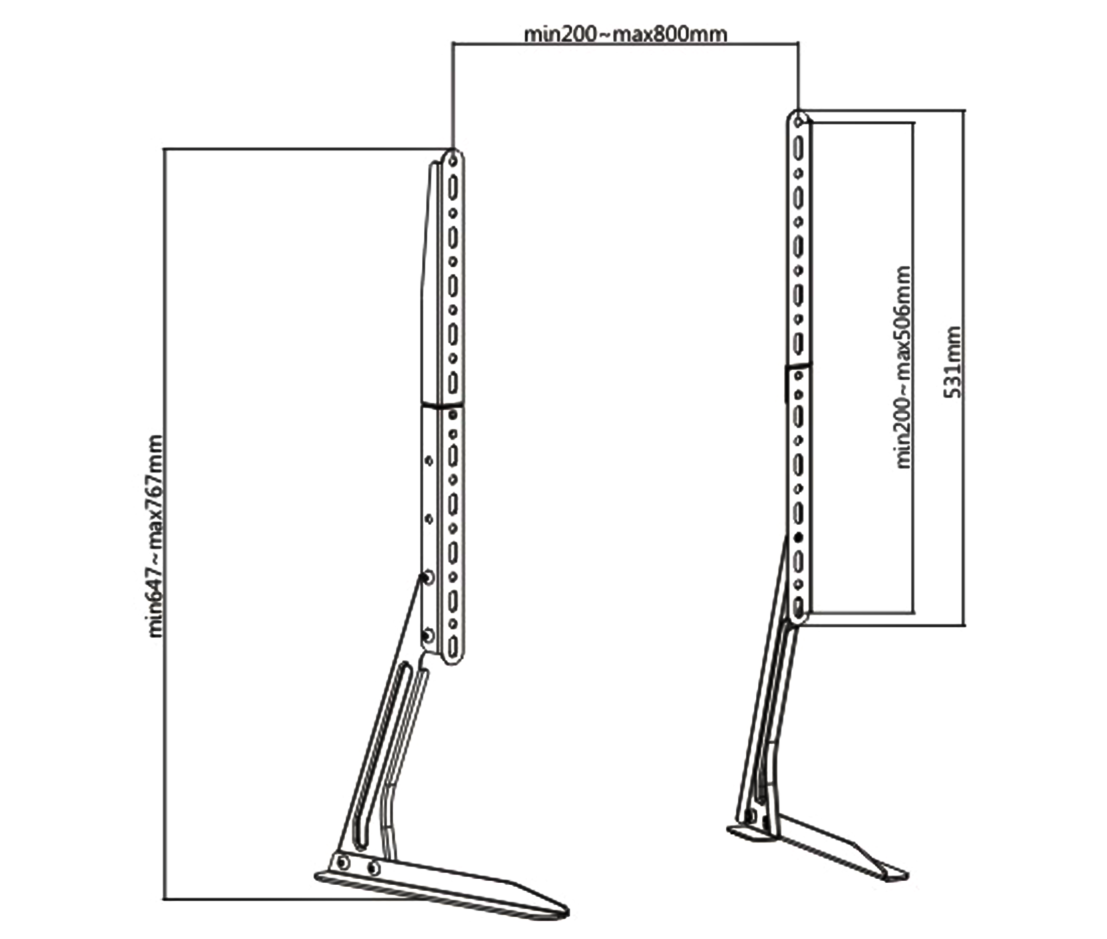 Soporte Base Pata para TV 32 a 65 Pulg / VESA Min 200x200mm & Max 800x400mm / Carga 50 kg