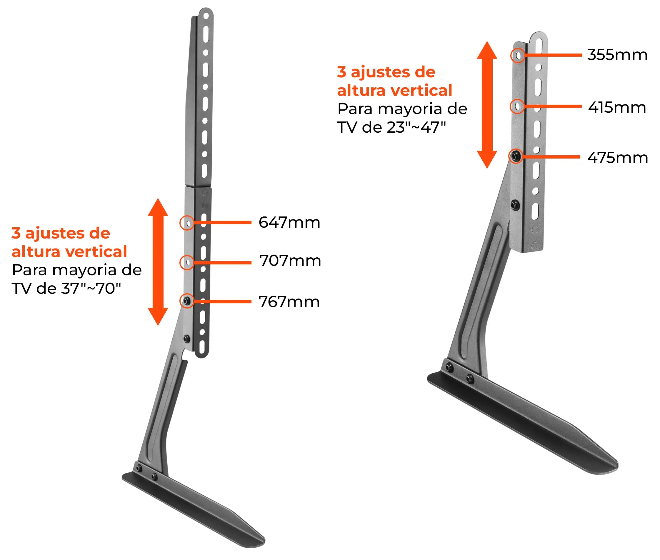 Soporte Base Pata para TV 32 a 65 Pulg / VESA Min 200x200mm & Max 800x400mm / Carga 50 kg