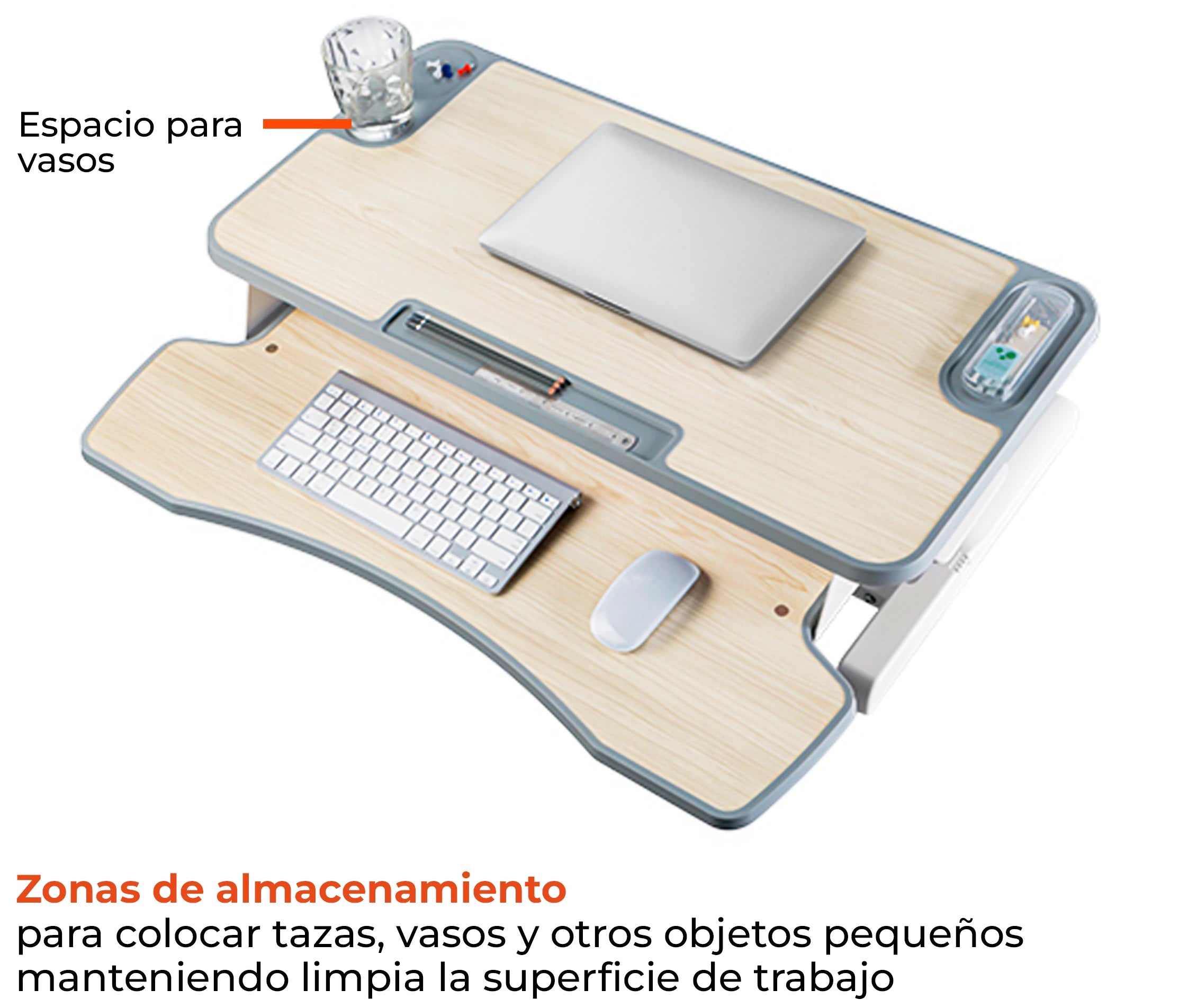 Escritorio Sobremesa 80x61 cm con Altura Regulable 11 a 50 cm para trabajar Sentado o Parado