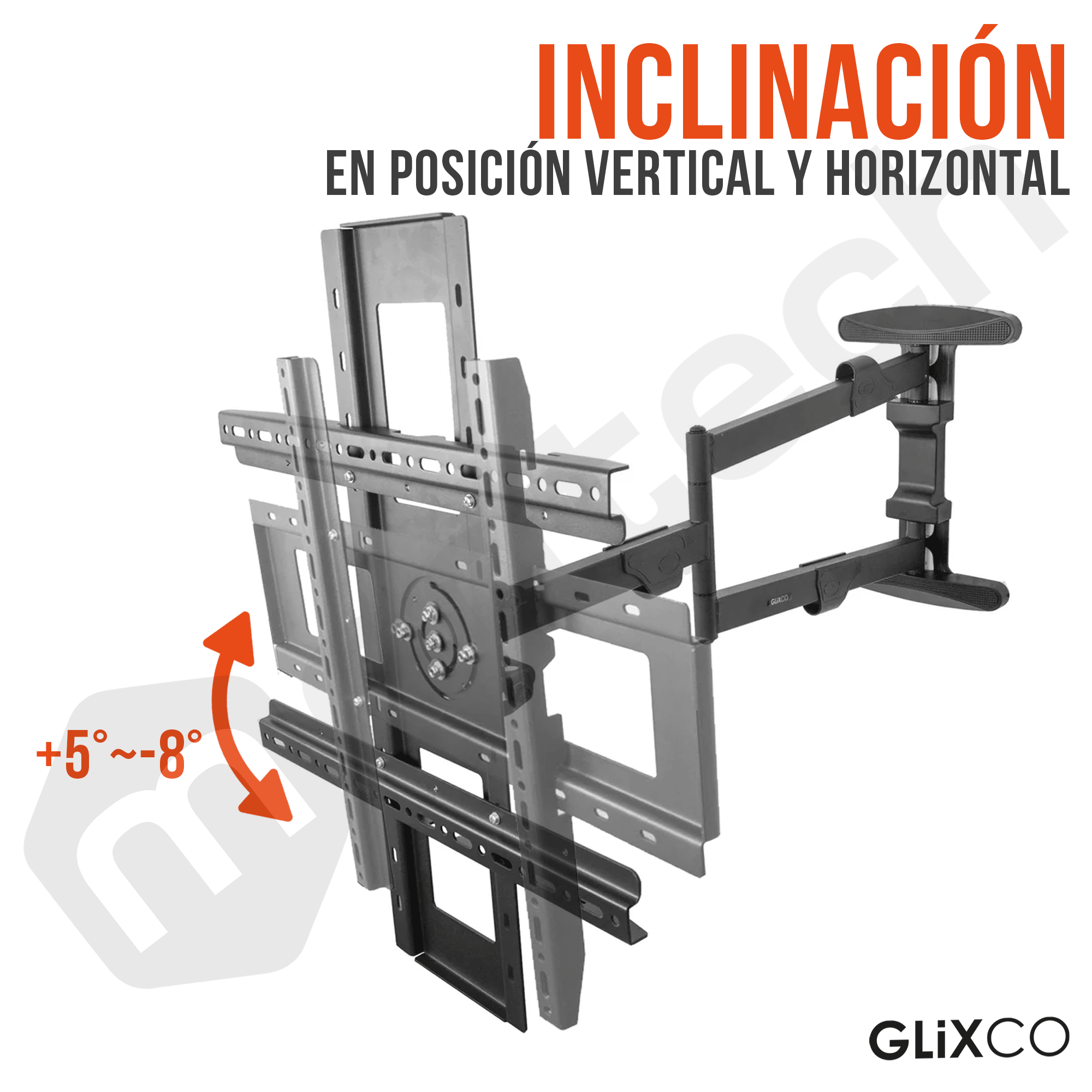 Rack Giratorio con Rotación Vertical y Horizontal para TV 40 a 80 Pulg / VESA Max 600x400mm / Rotación 90° / Carga 50 kg / Brazo extendido 82 cm