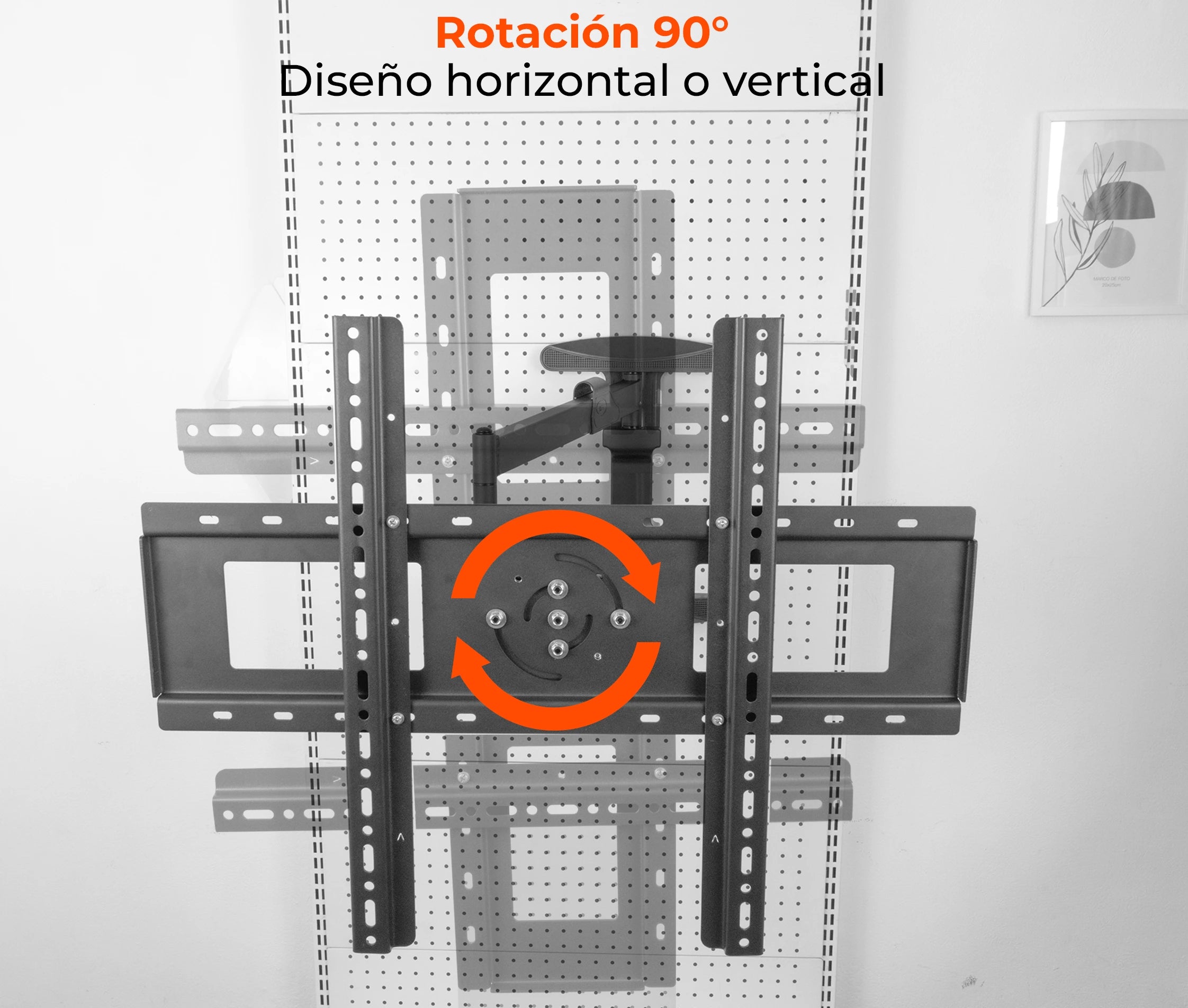 Rack Giratorio con Rotación Vertical y Horizontal para TV 40 a 80 Pulg / VESA Max 600x400mm / Rotación 90° / Carga 50 kg / Brazo extendido 82 cm