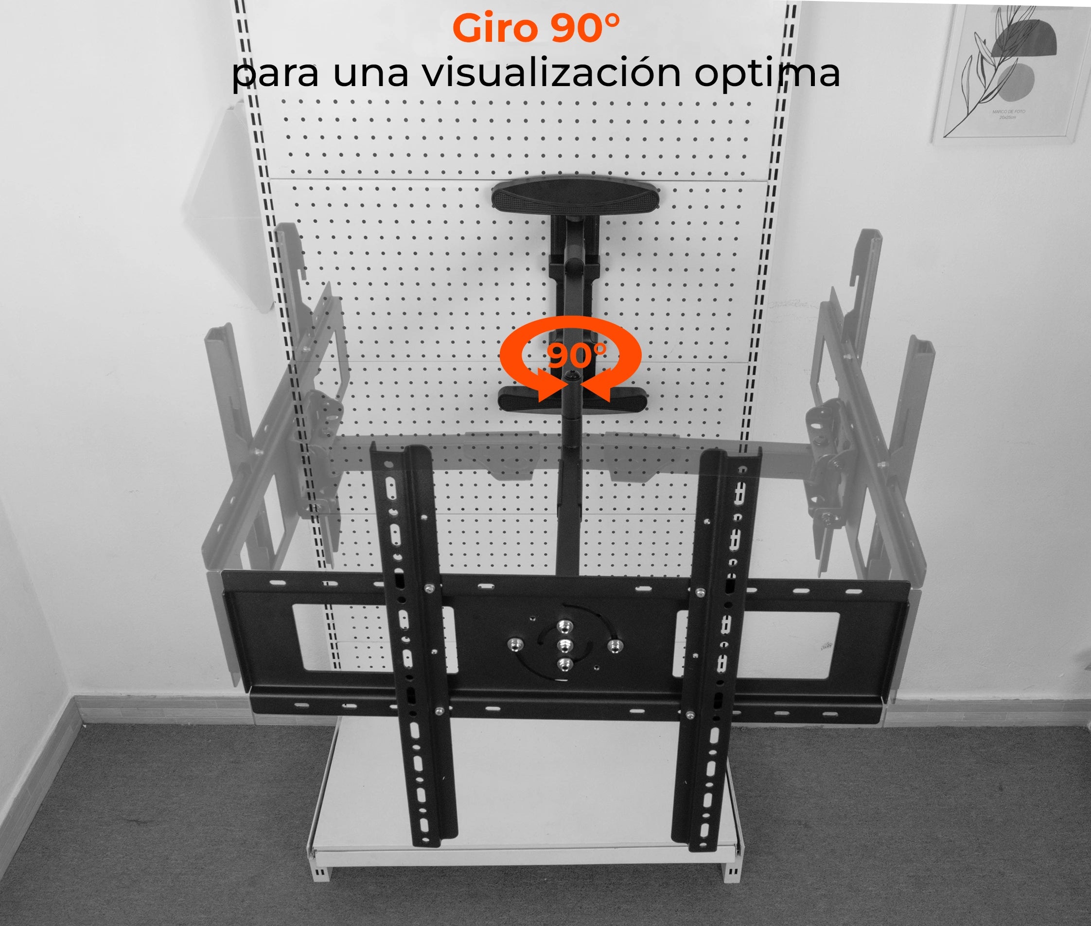 Rack Giratorio con Rotación Vertical y Horizontal para TV 40 a 80 Pulg / VESA Max 600x400mm / Rotación 90° / Carga 50 kg / Brazo extendido 82 cm
