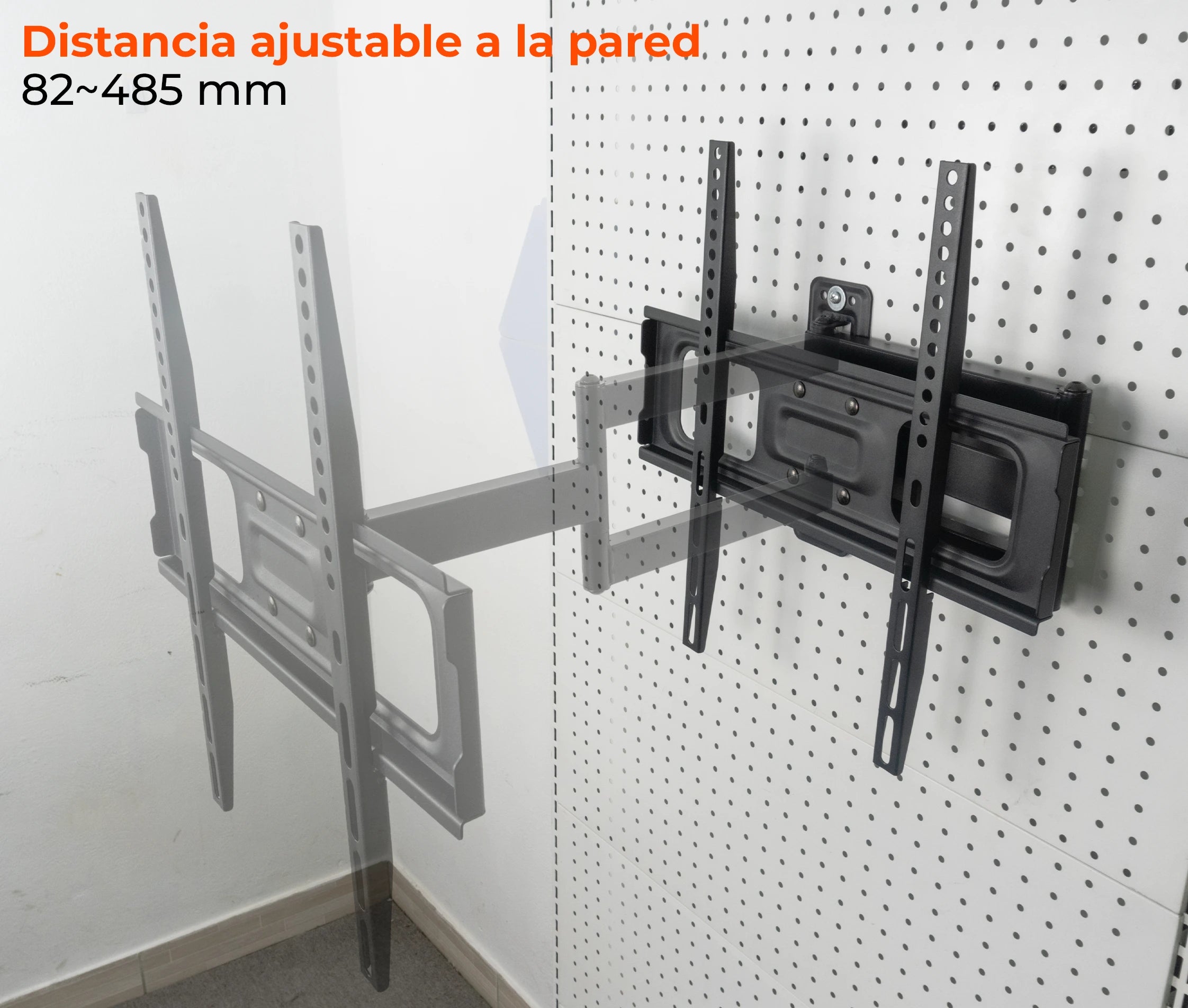 Rack Giratorio TV 32 a 55 Pulg / VESA Max 400x400mm / Carga 35 kg / Brazo extendido 8.2 a 48.5 cm