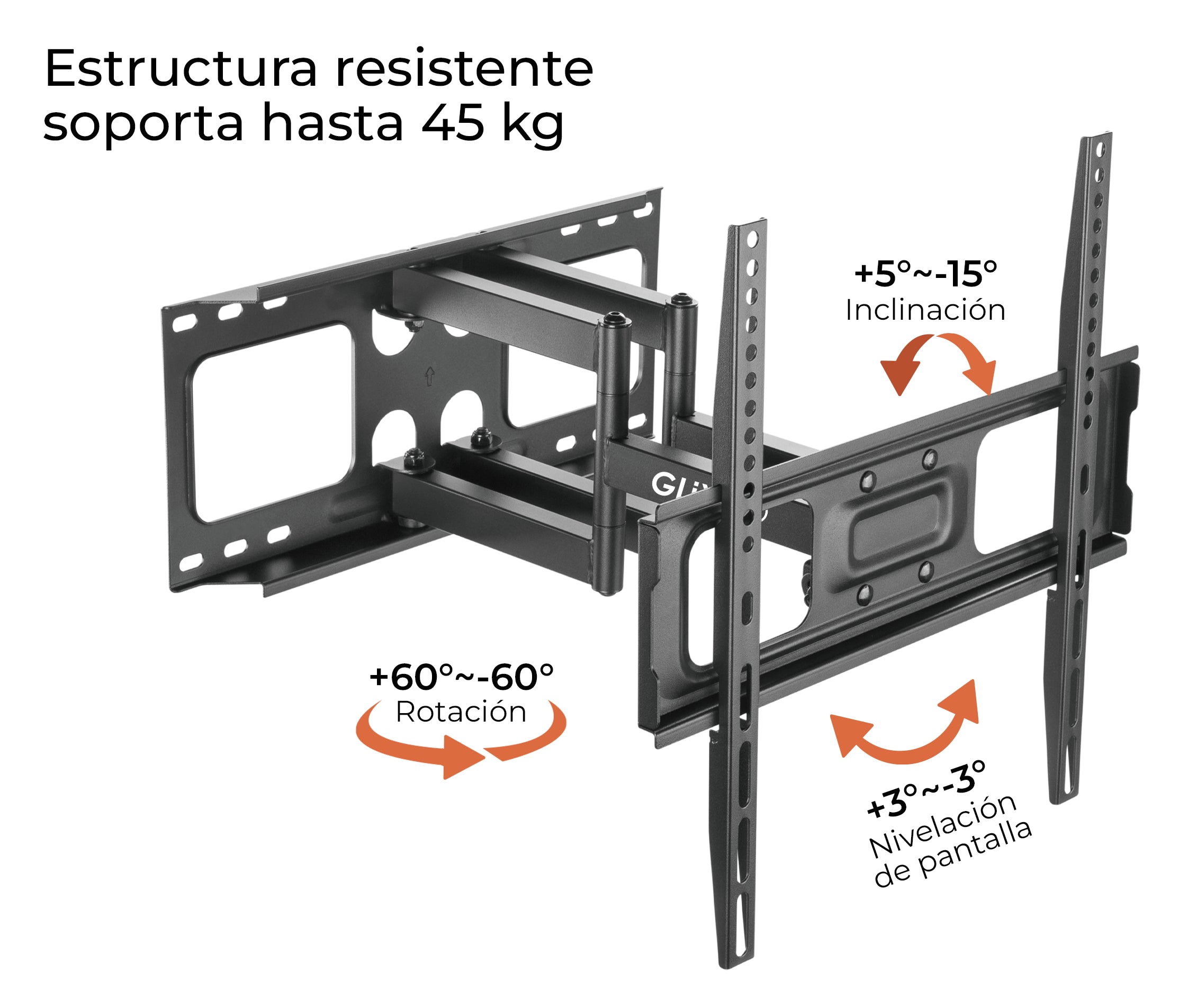 Rack Giratorio con Doble Brazo Articulado para TV 32 a 70 Pulg / VESA max 400x400mm / Carga 45 kg