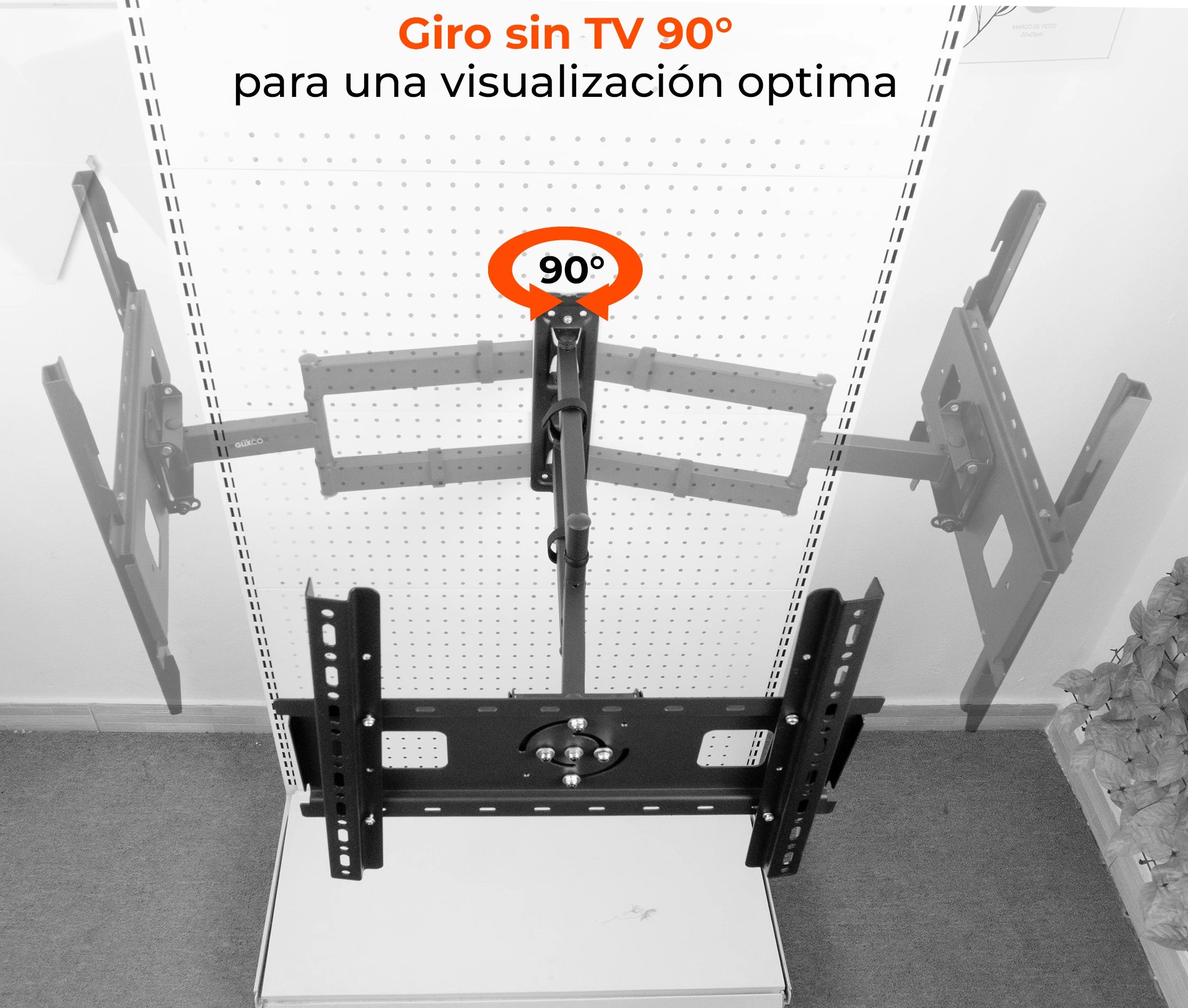 Rack Giratorio con Rotacion Vertical y Horizontal para TV 32 a 60 Pulg / VESA Max 400x400mm / Rotación 90° / Carga 32 kg / Brazo extendido 52 cm
