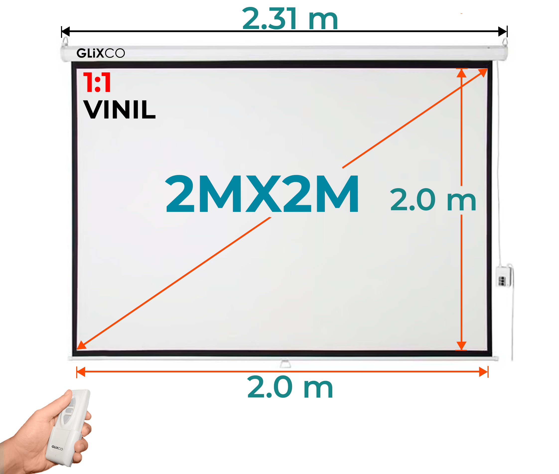 Ecran Eléctrico 2mx2m Pulg (1:1) 2.0x2.0 m / Vinil