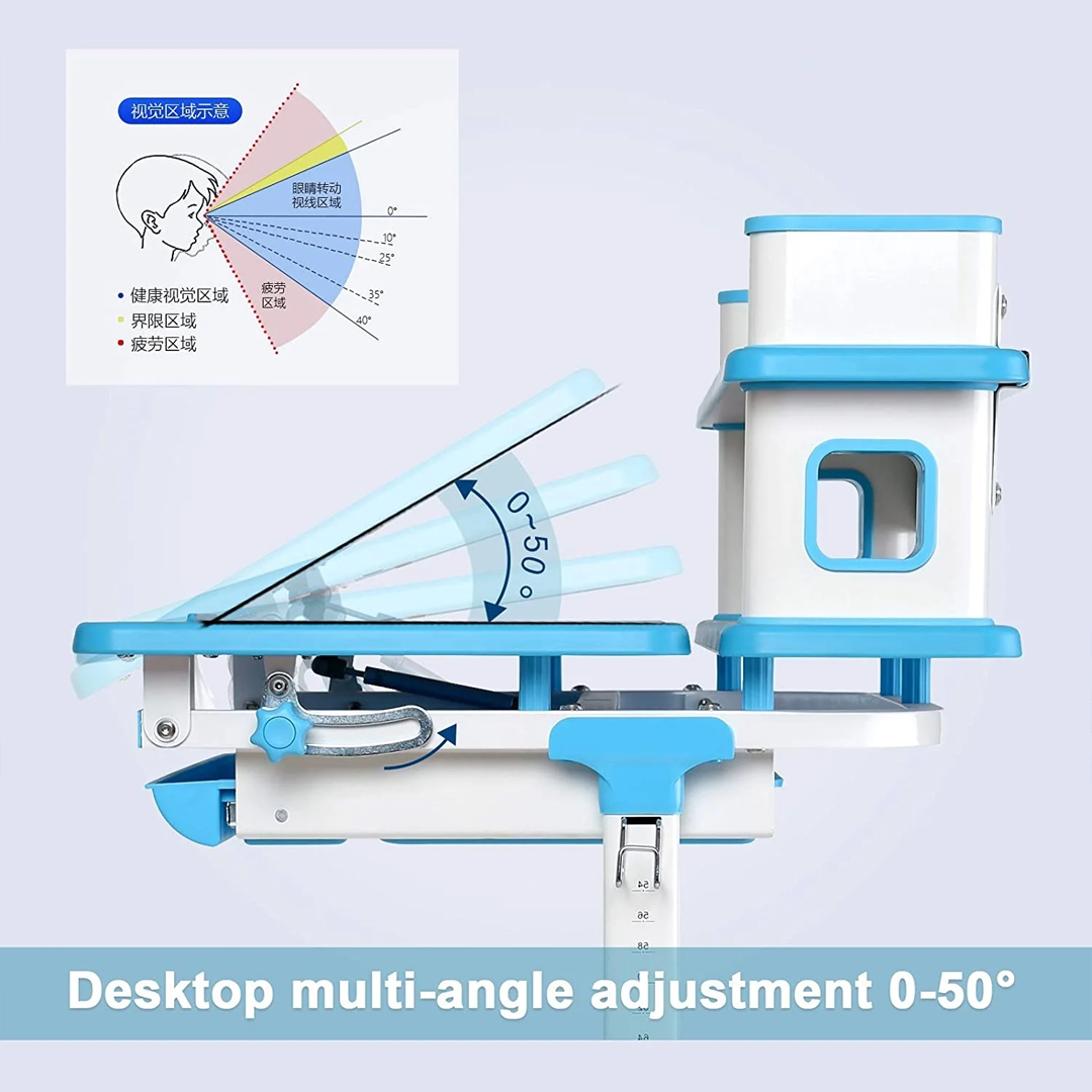 Escritorio y Silla con Respaldo dividido para Niños 3 a 11 Años / Medida 58x40 cm