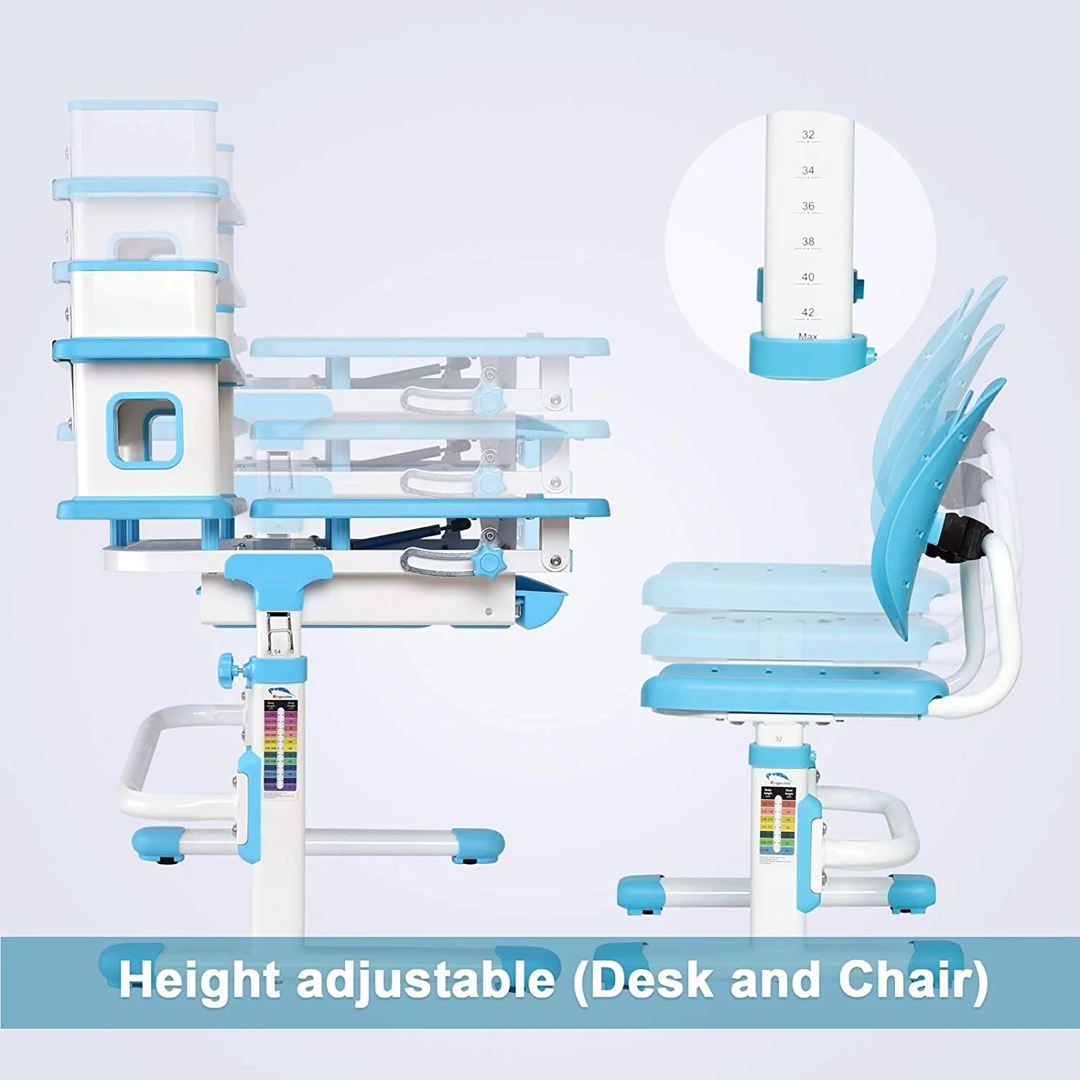 Escritorio y Silla con Respaldo dividido para Niños 3 a 11 Años / Medida 58x40 cm