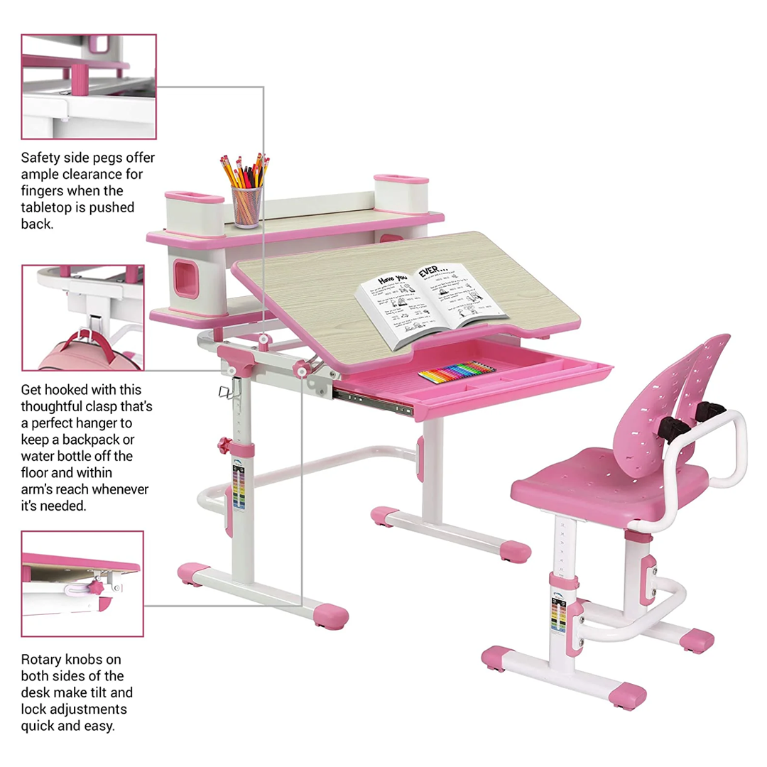 Escritorio y Silla con Respaldo dividido para Niños 3 a 11 Años / Medida 58x40 cm