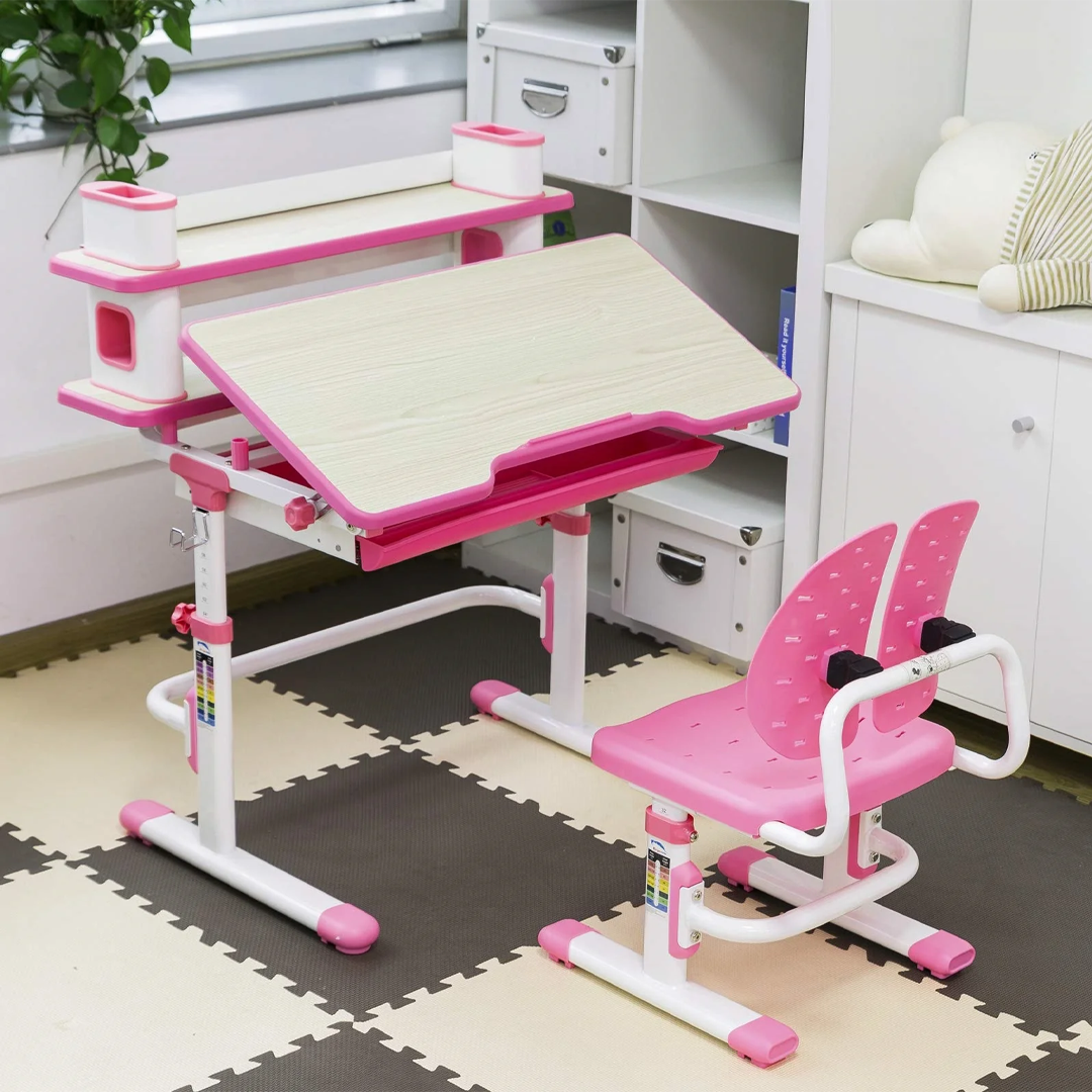 Escritorio y Silla con Respaldo dividido para Niños 3 a 11 Años / Medida 58x40 cm
