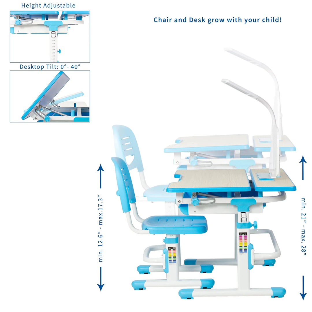Escritorio y Silla con Respaldo Dividido para Niños 3 a 11 años / Medida 80x40 cm