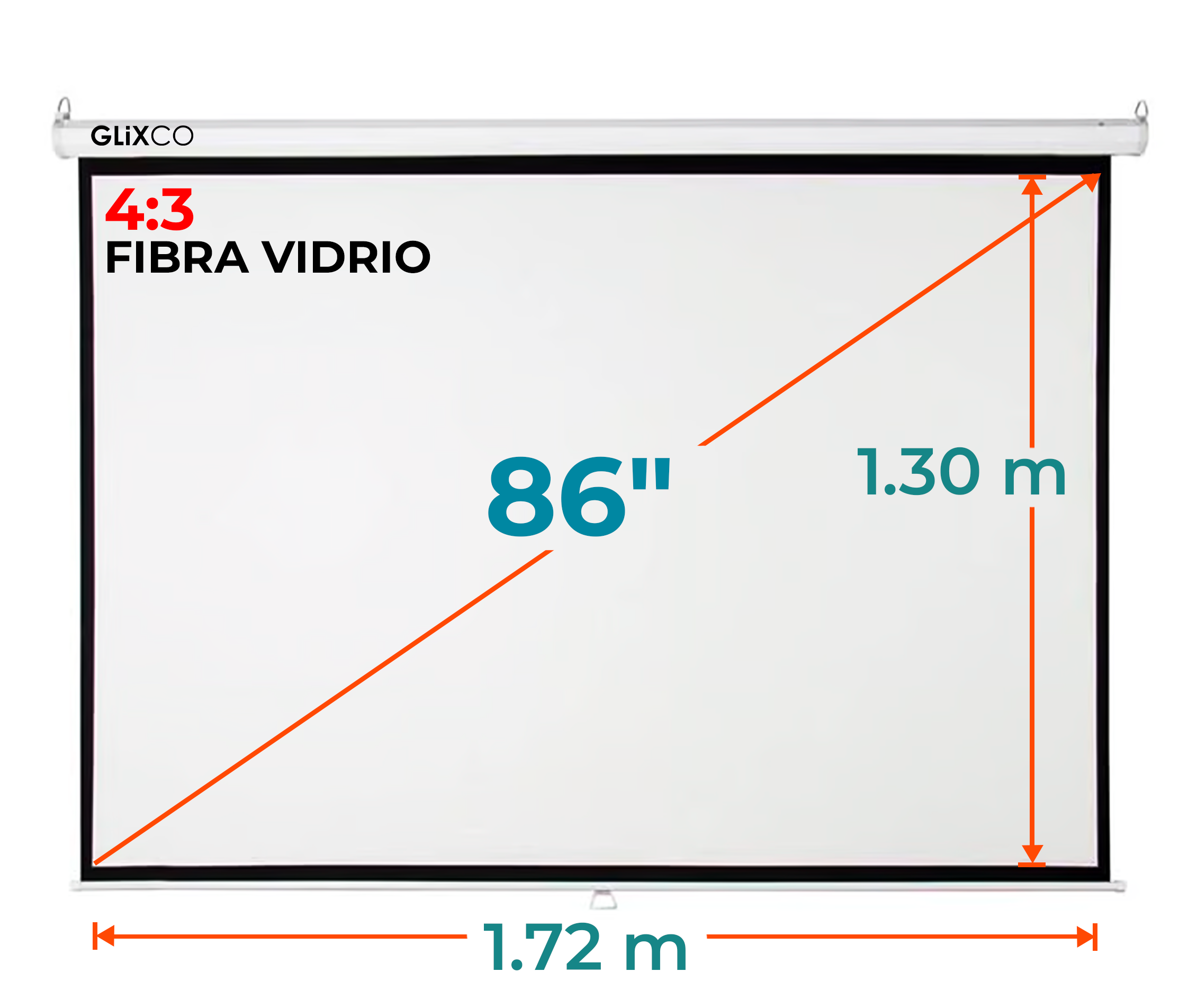 Ecran Manual 86 Pulg (4:3) 1.72x1.30 m / Fibra de Vidrio